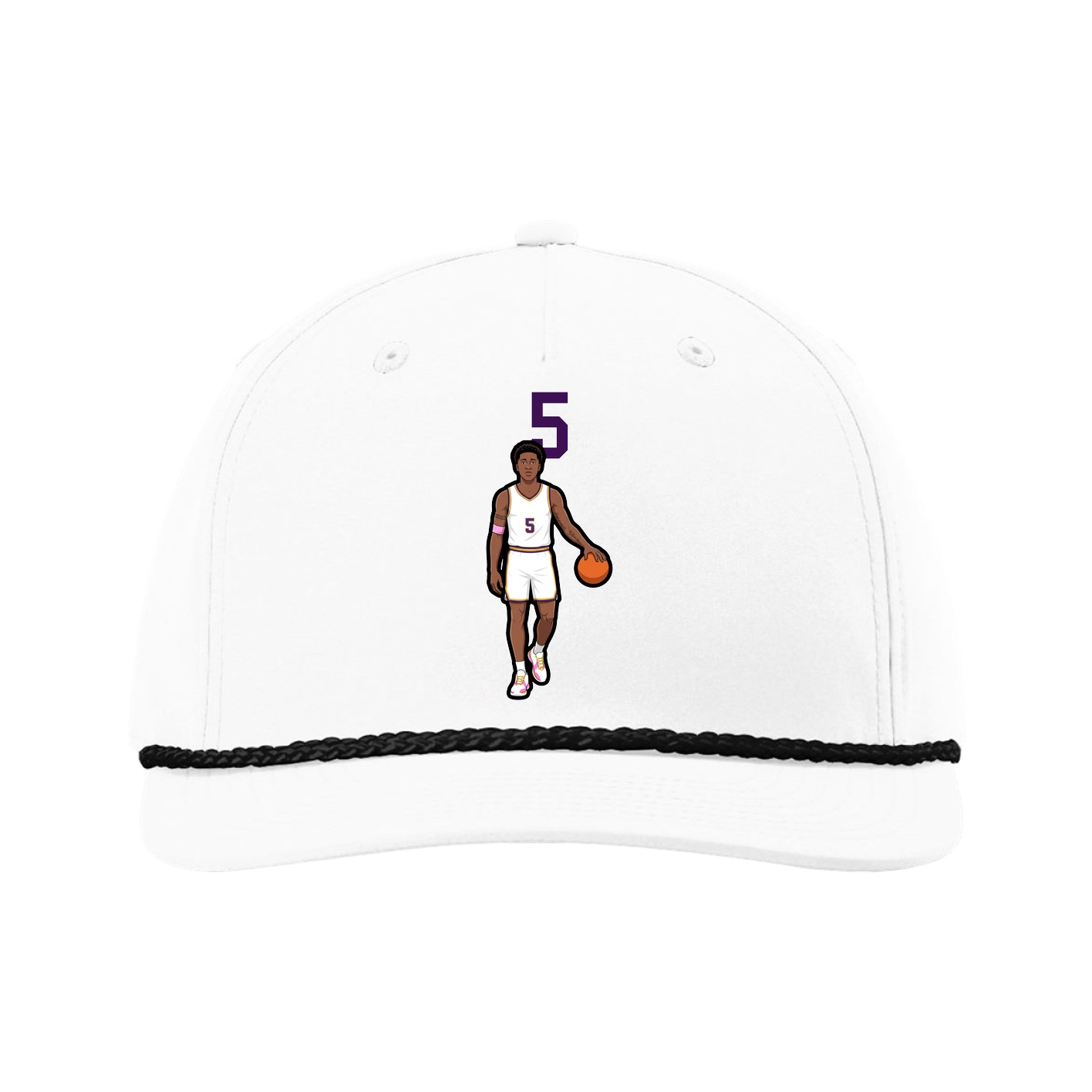 Five-Panel Classic Rope Cap — Number Top in White