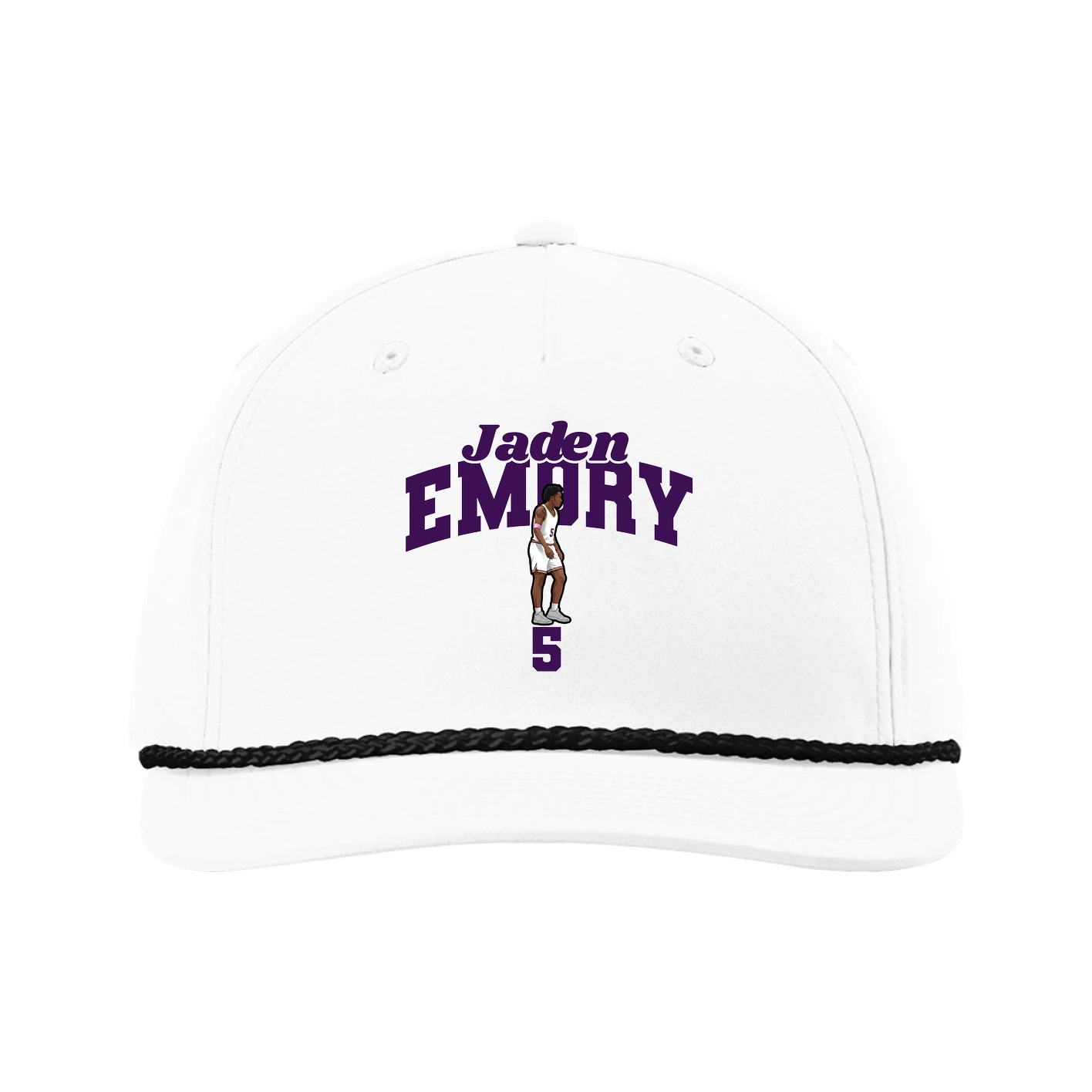 Five-Panel Classic Rope Cap — Signature Arch in White