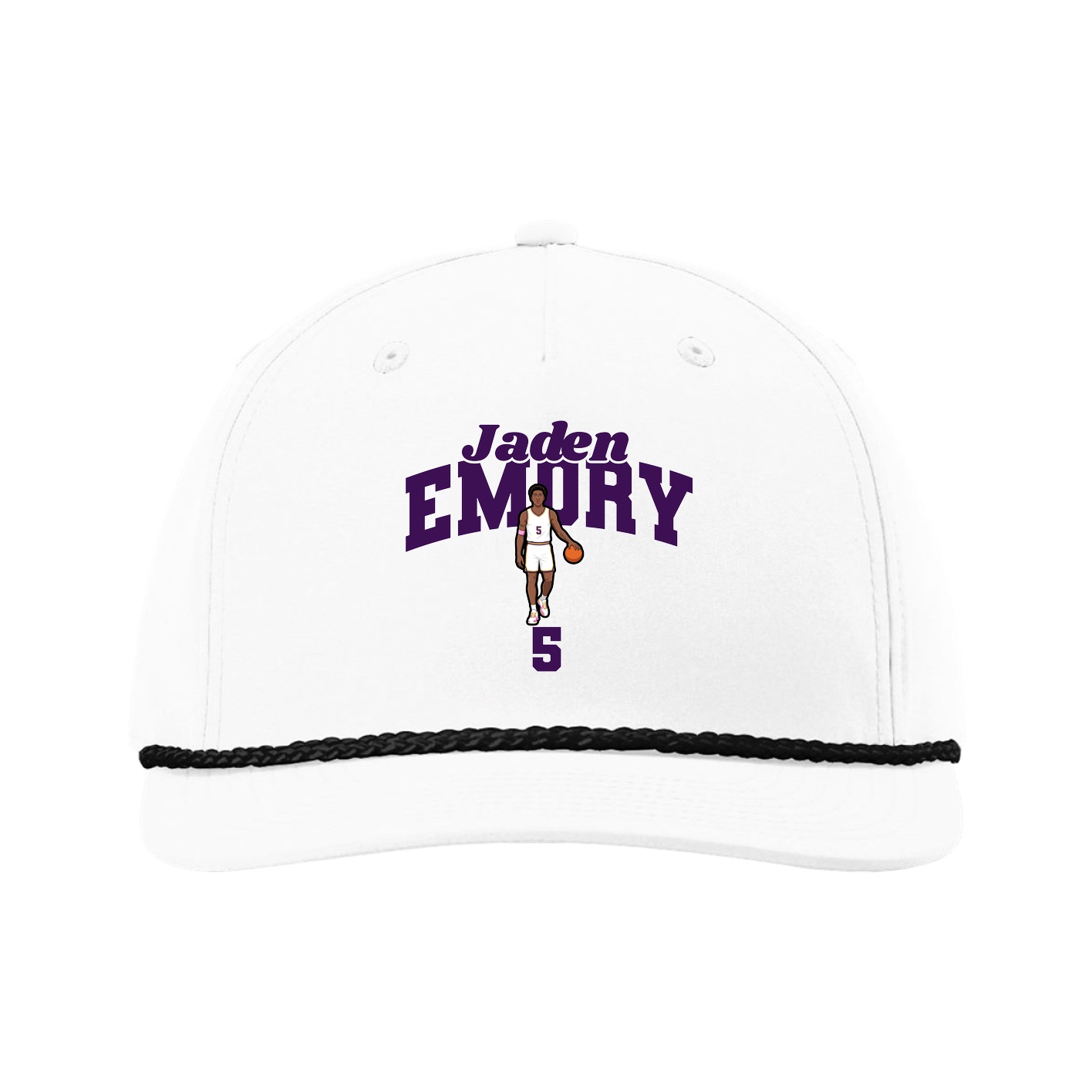 Five-Panel Classic Rope Cap — Signature Arch in White