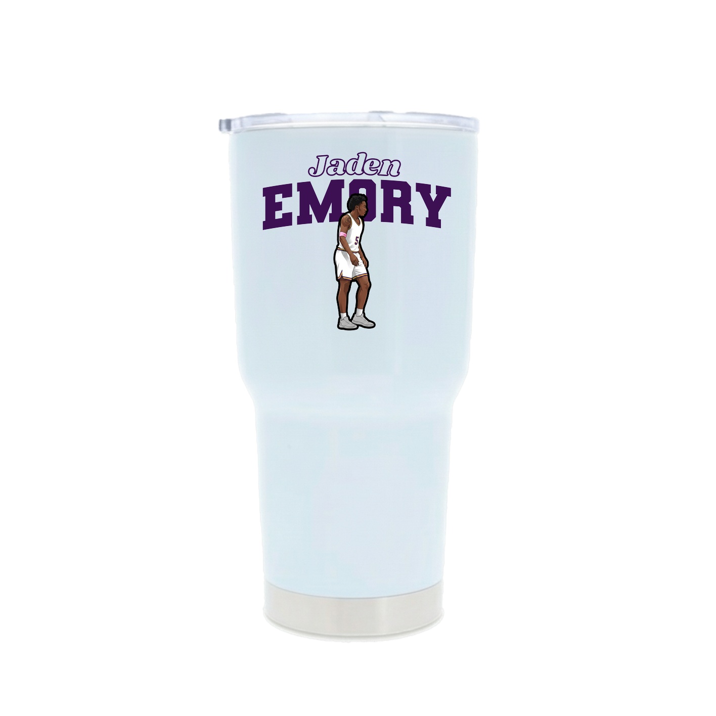 30oz Stainless Steel Tumbler — Name Arch in White