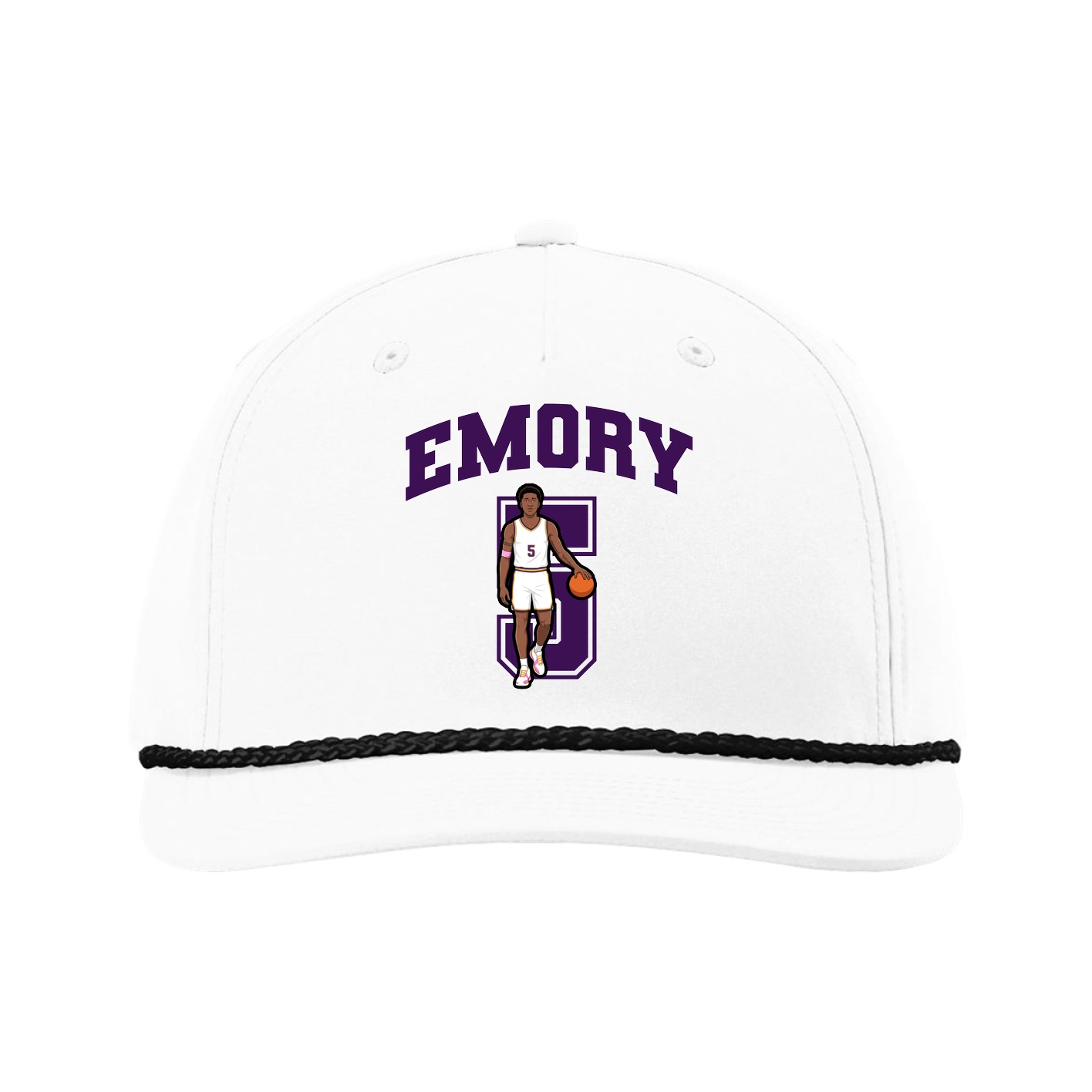 Five-Panel Classic Rope Cap — Number in White