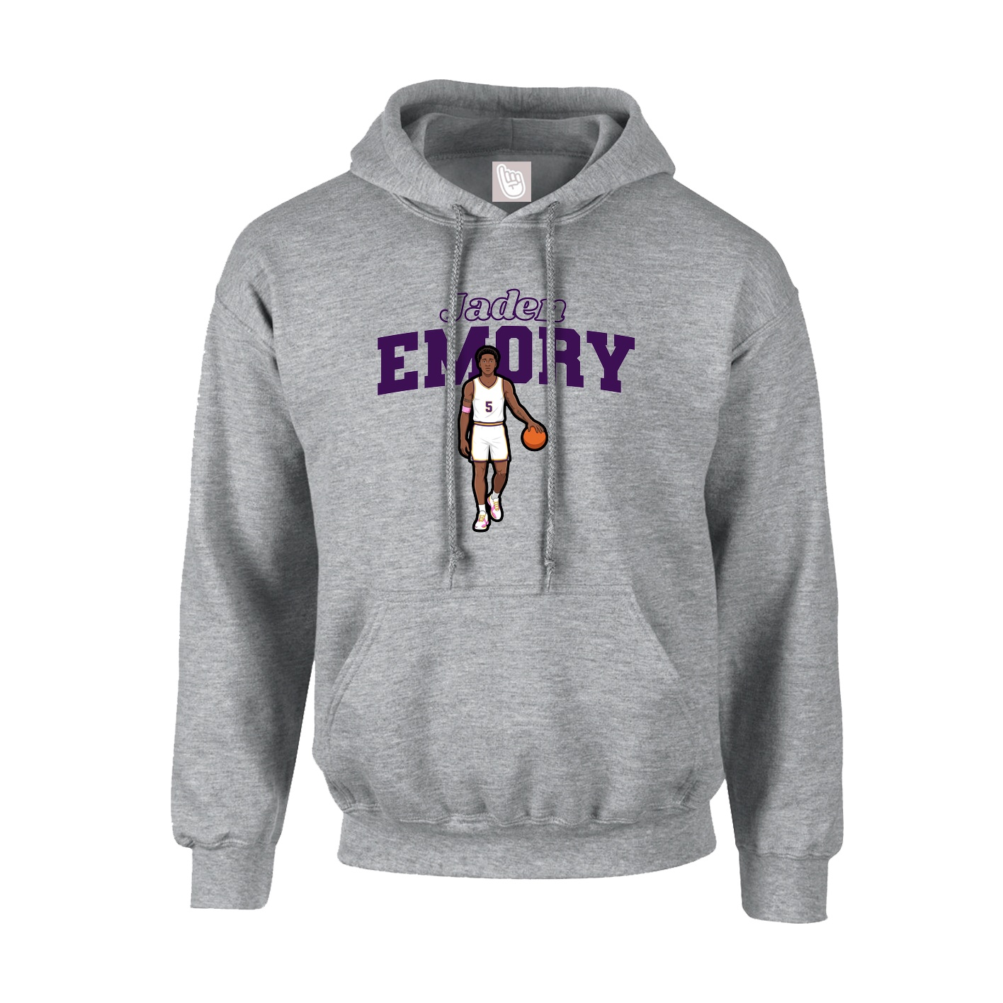 Youth Hoodie — Name Arch in Grey