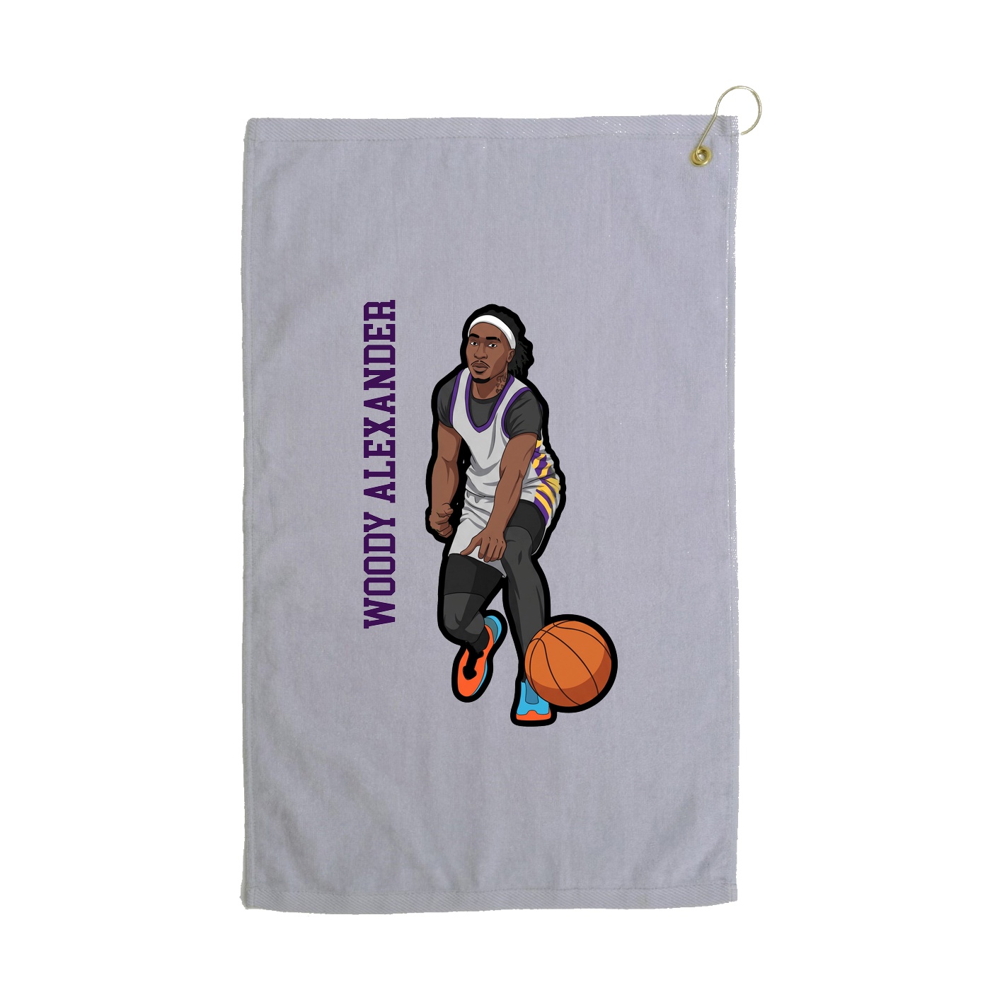 Golf Towel — Name Vertical in Grey