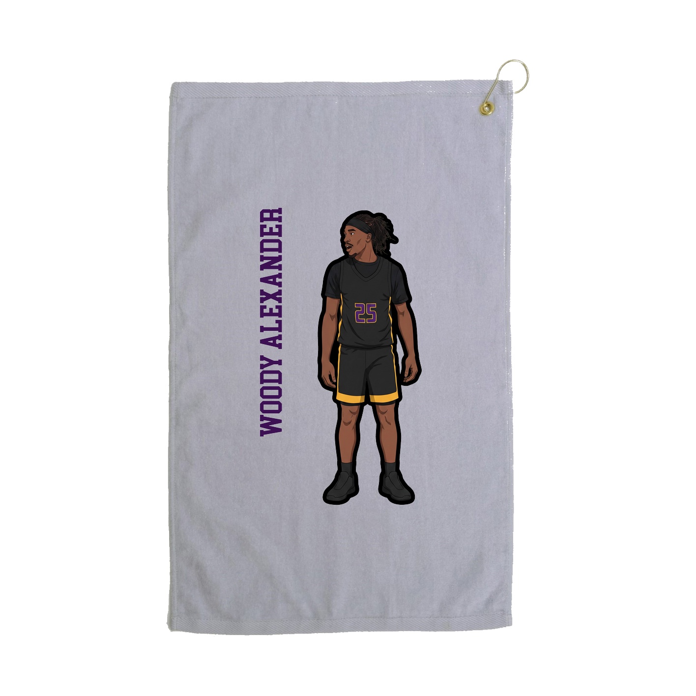 Golf Towel — Name Vertical in Grey