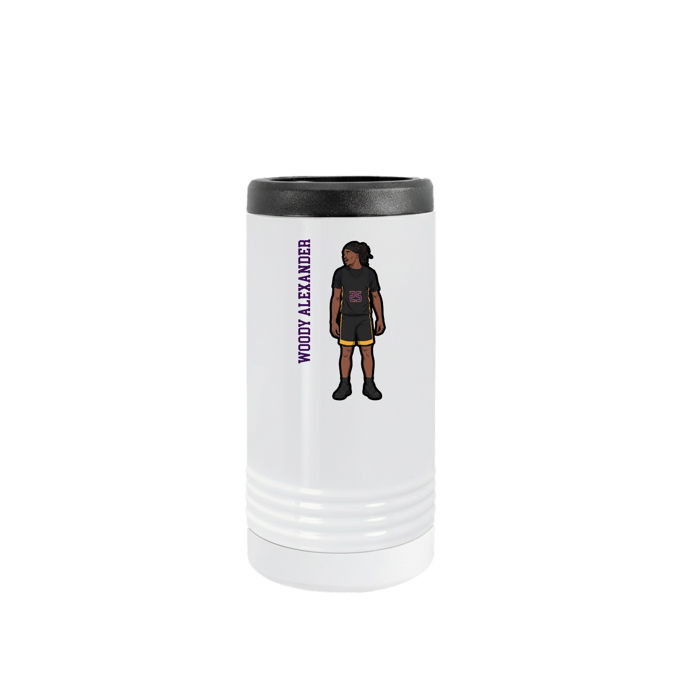 Slim Beverage Holder — Name Vertical in White