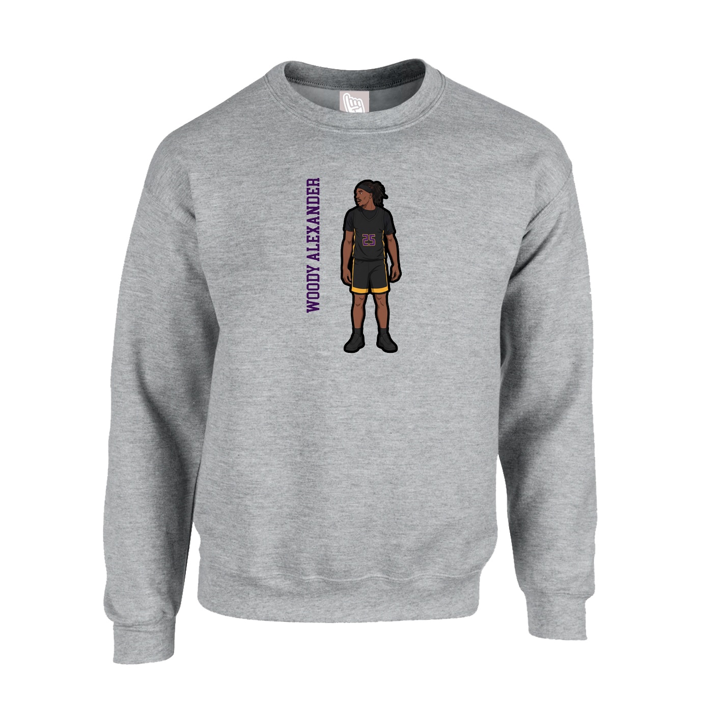 Fleece Crew — Name Vertical in Grey