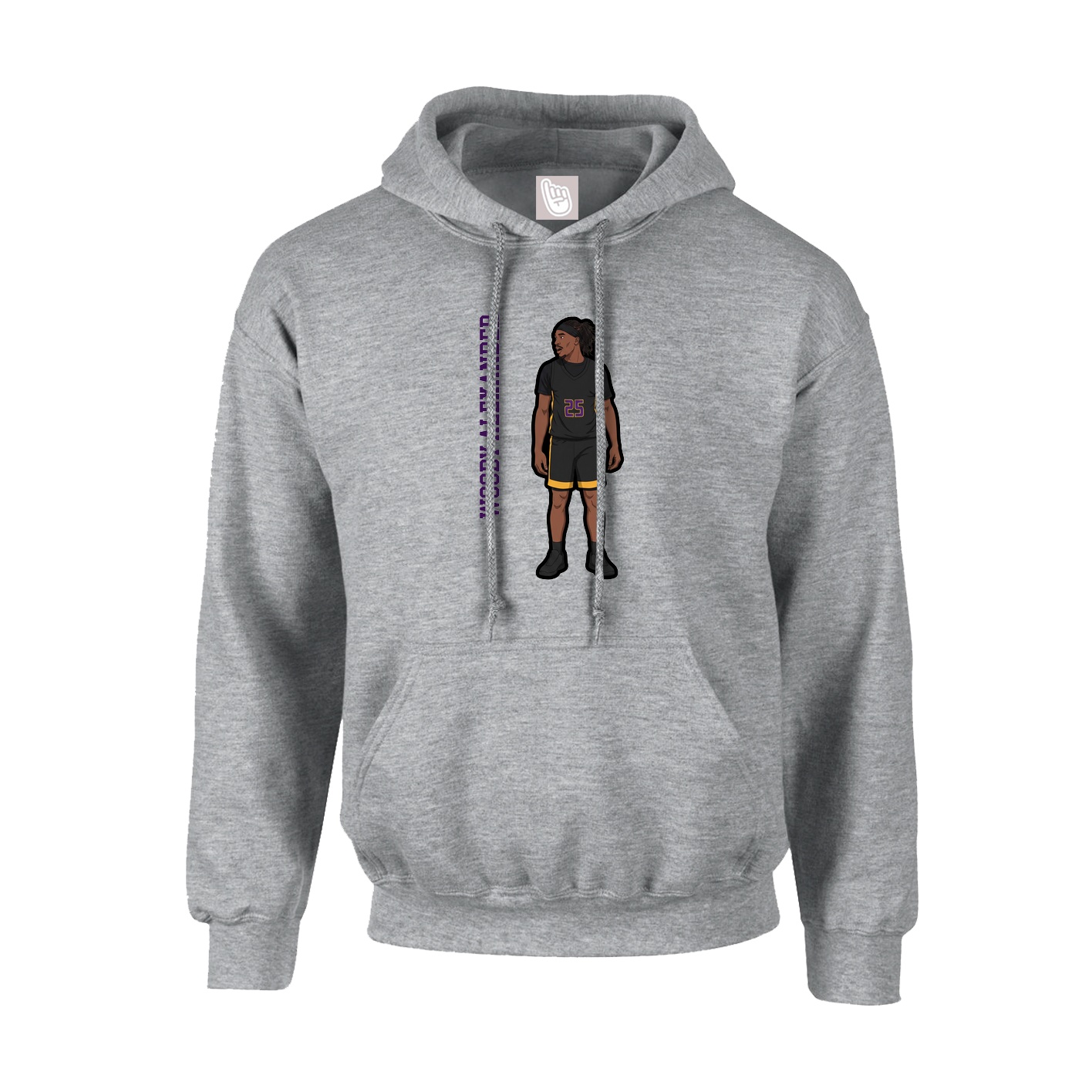 Youth Hoodie — Name Vertical in Grey