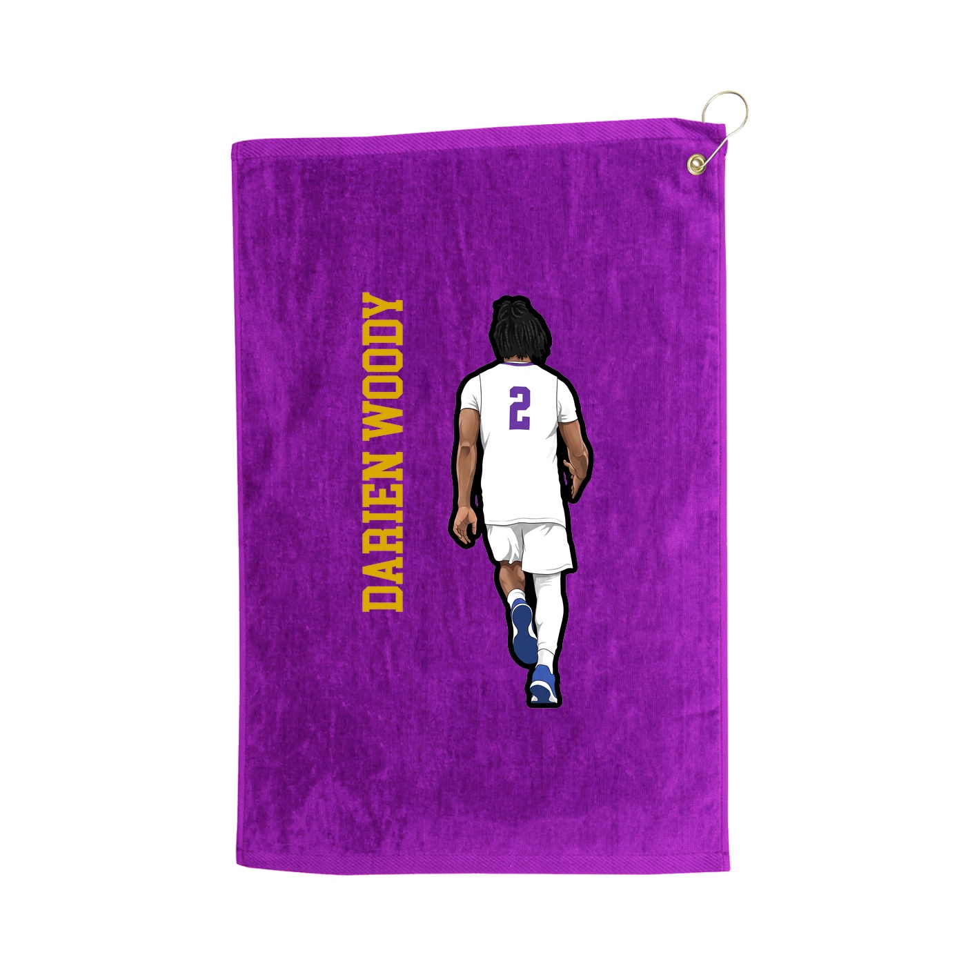 Golf Towel — Name Vertical in Purple