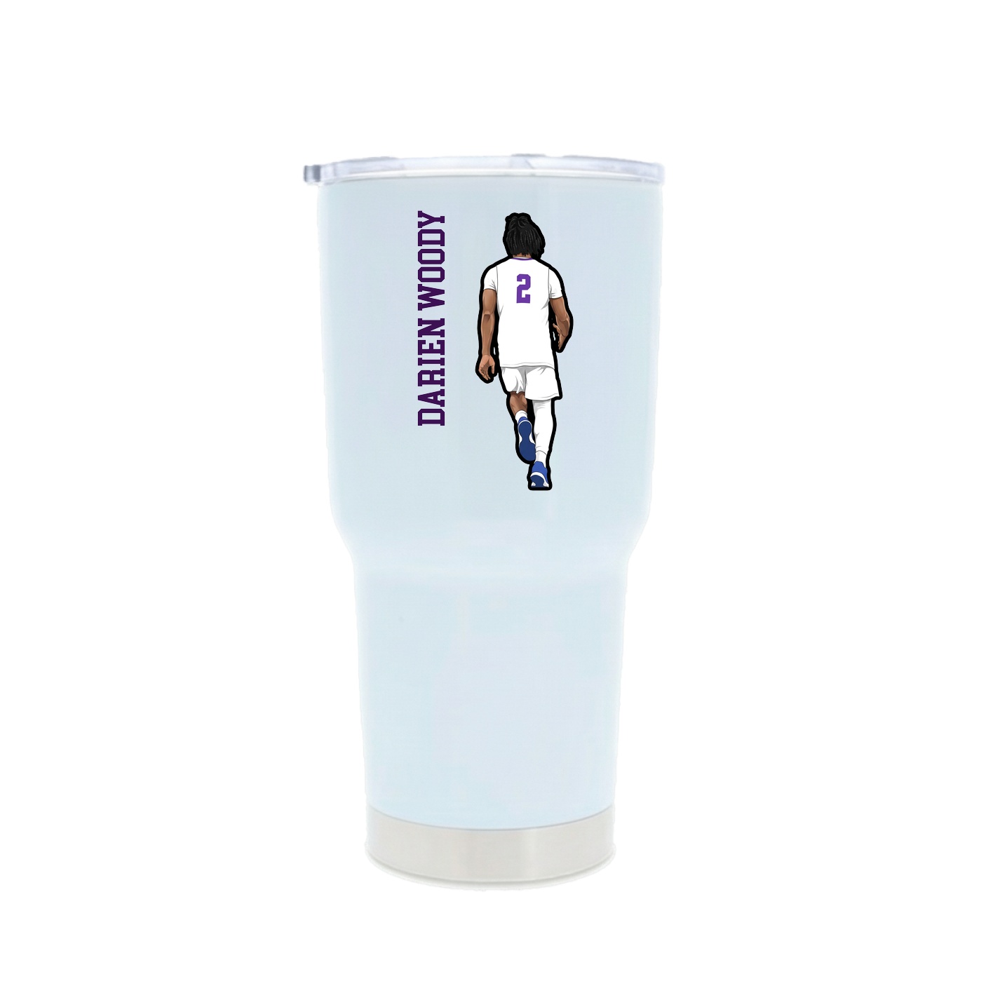 30oz Stainless Steel Tumbler — Name Vertical in White