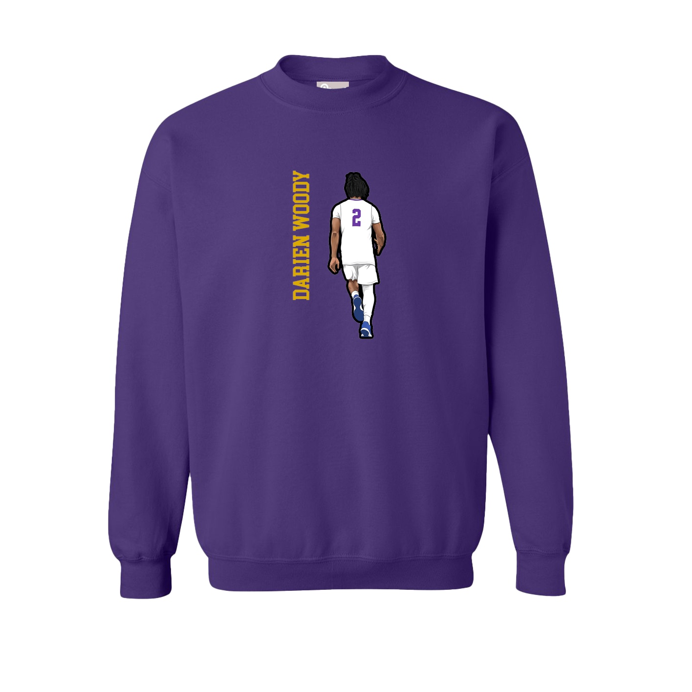 Fleece Crew — Name Vertical in Purple