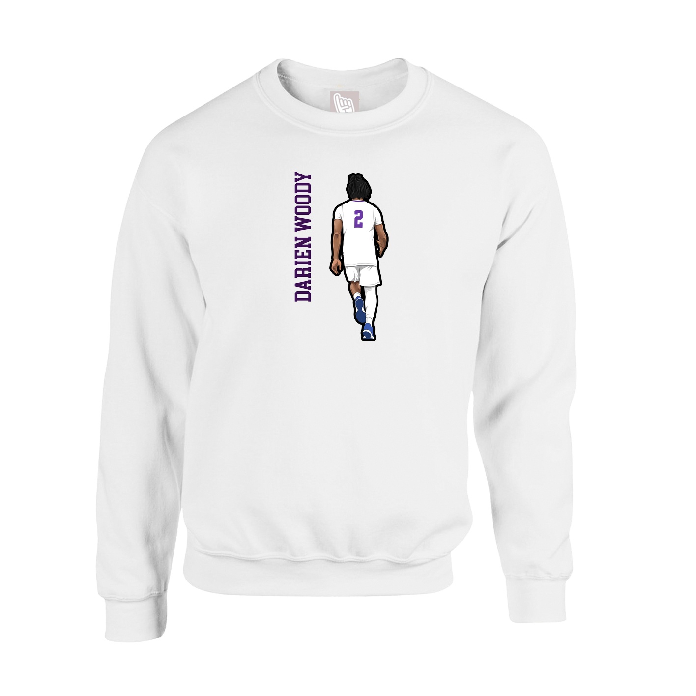 Fleece Crew — Name Vertical in White