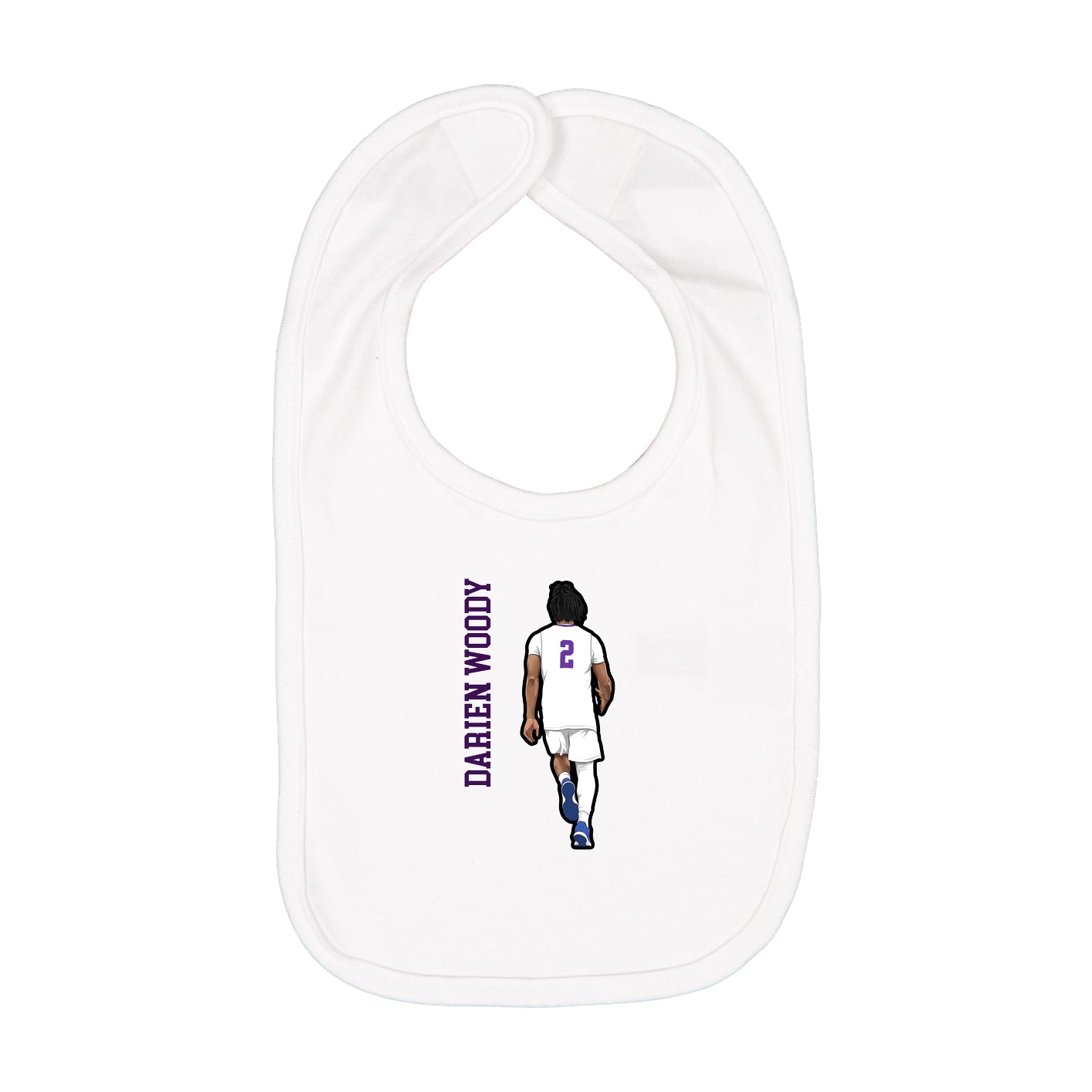 Infant Bib — Name Vertical in White