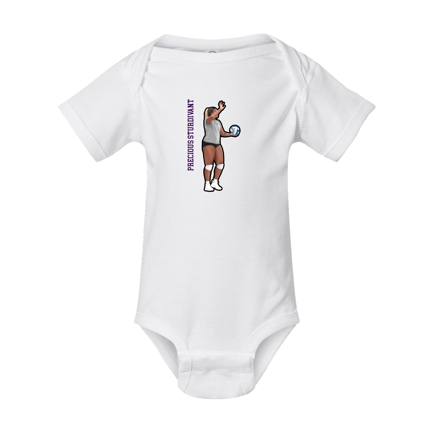 Baby Onesie — Name Vertical in White