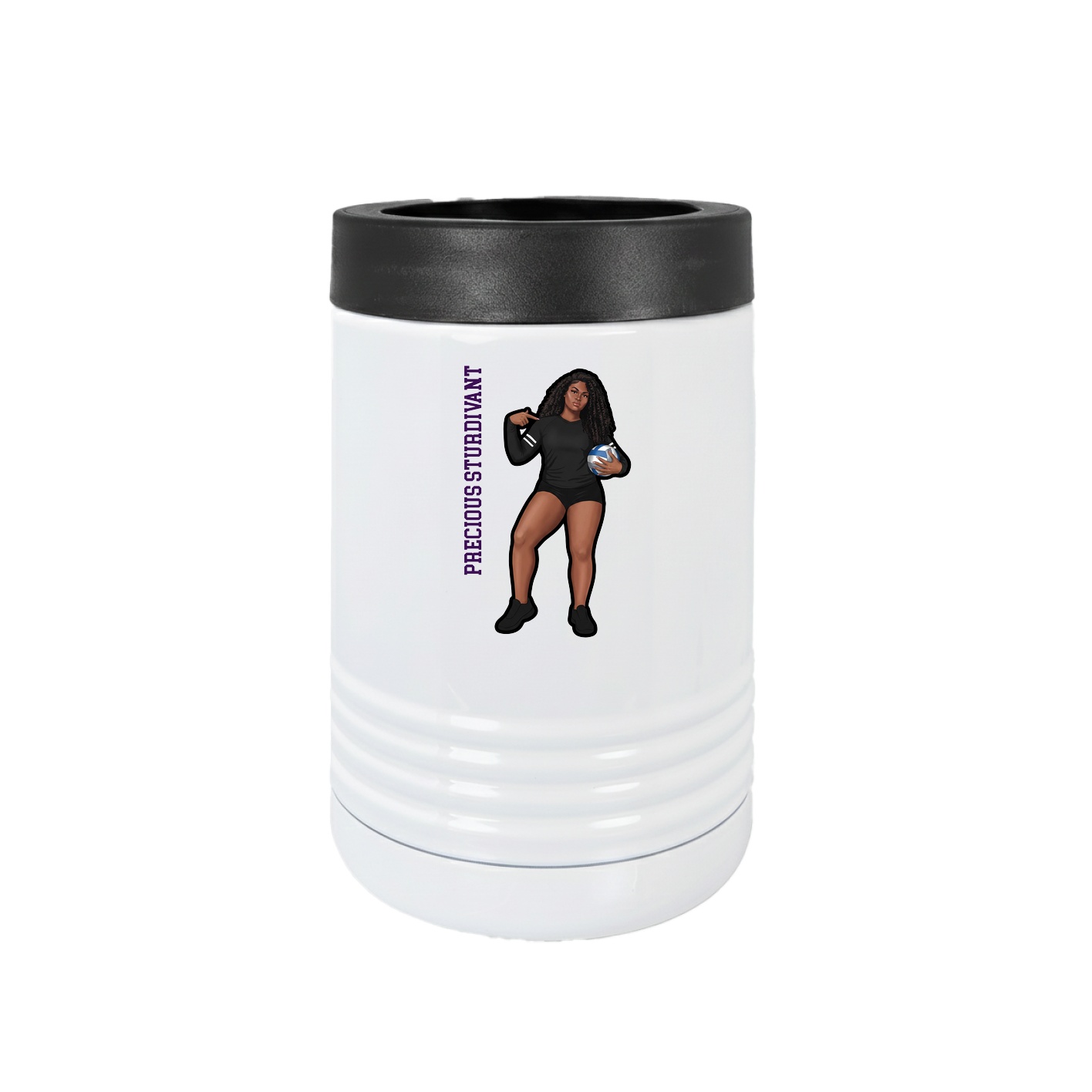 Beverage Holder — Name Vertical in White