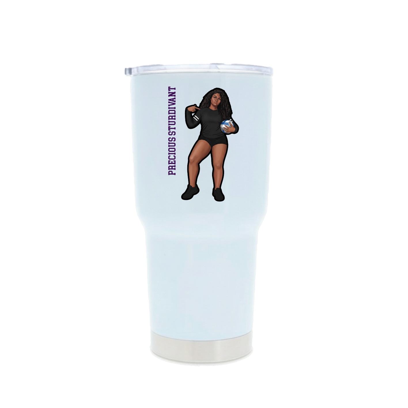 30oz Stainless Steel Tumbler — Name Vertical in White