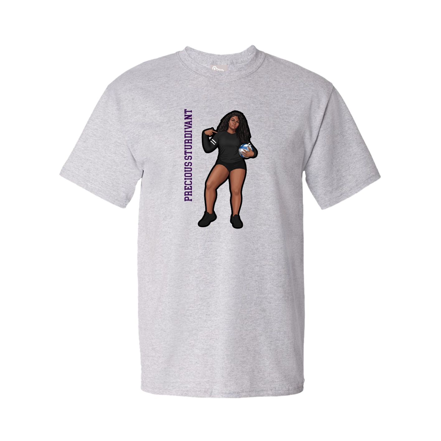 Youth Tee — Name Vertical in Grey