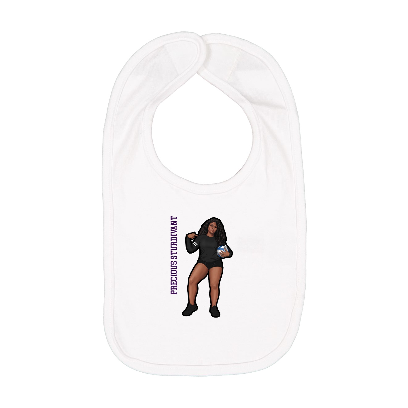 Infant Bib — Name Vertical in White