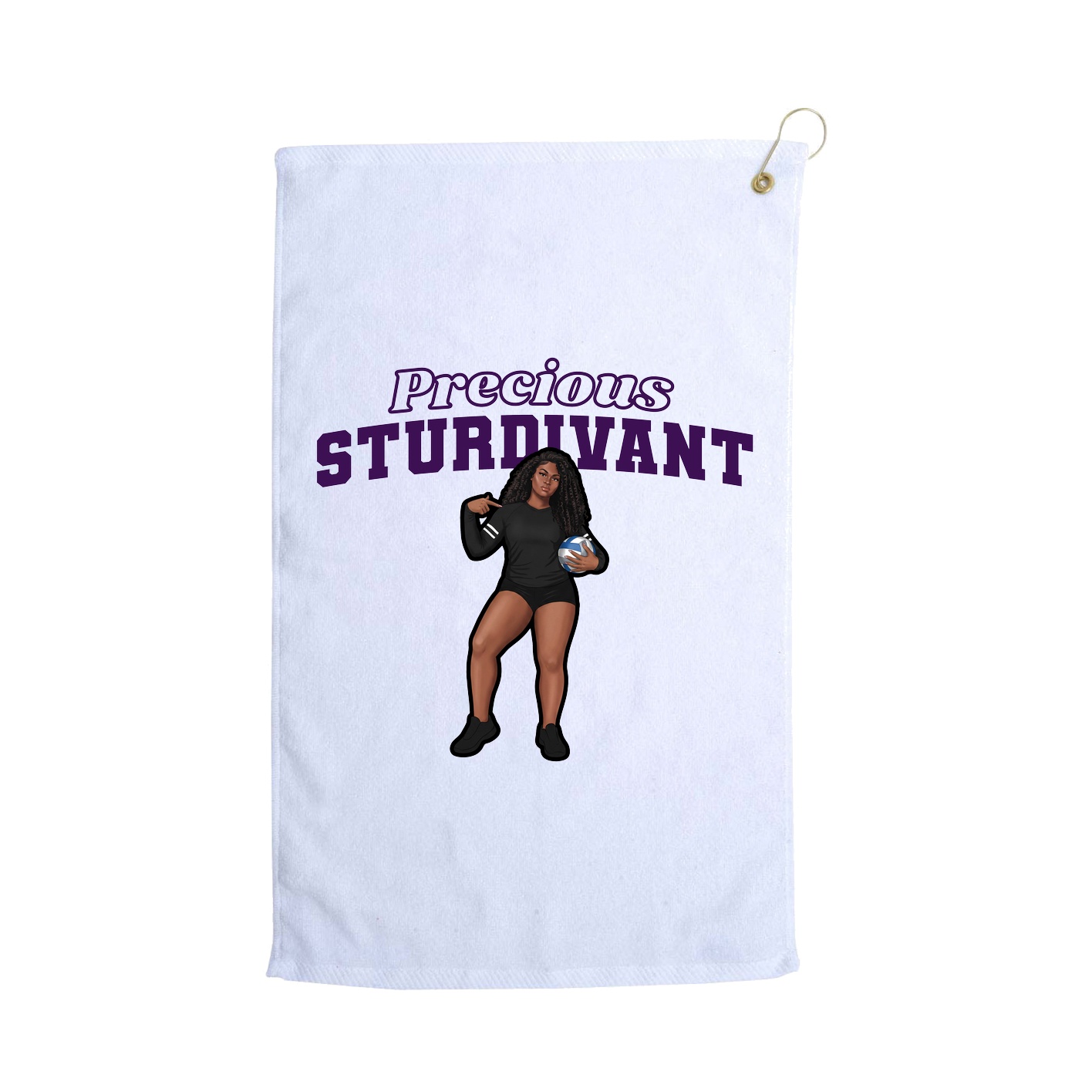 Golf Towel — Name Arch in White