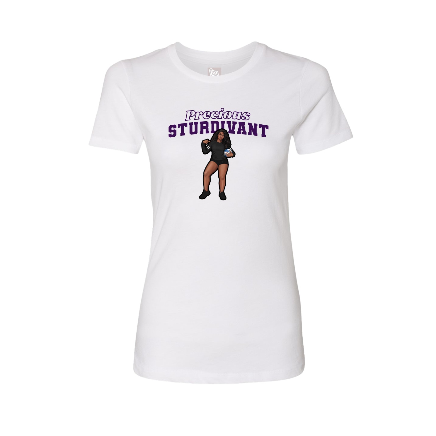 Fitted Women's Tee — Name Arch in White