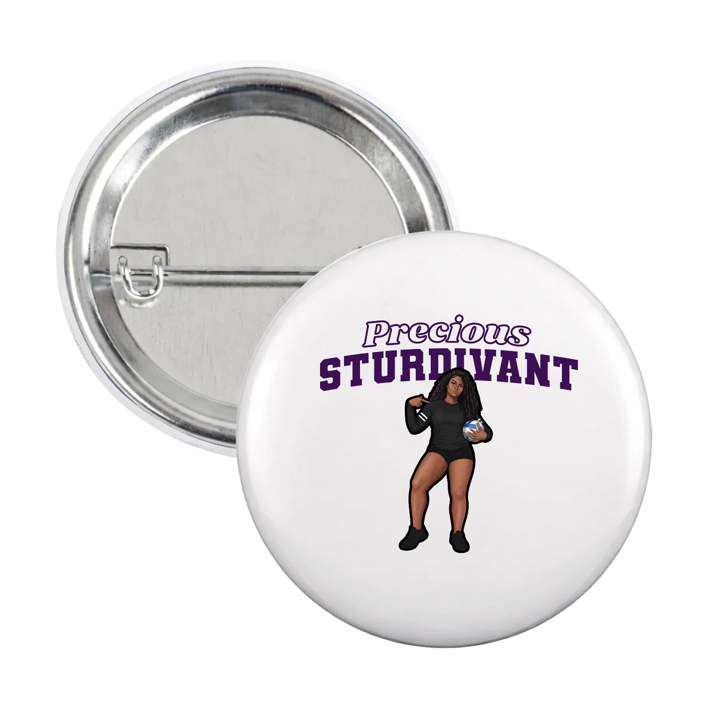 Game Day Button — Name Arch in White