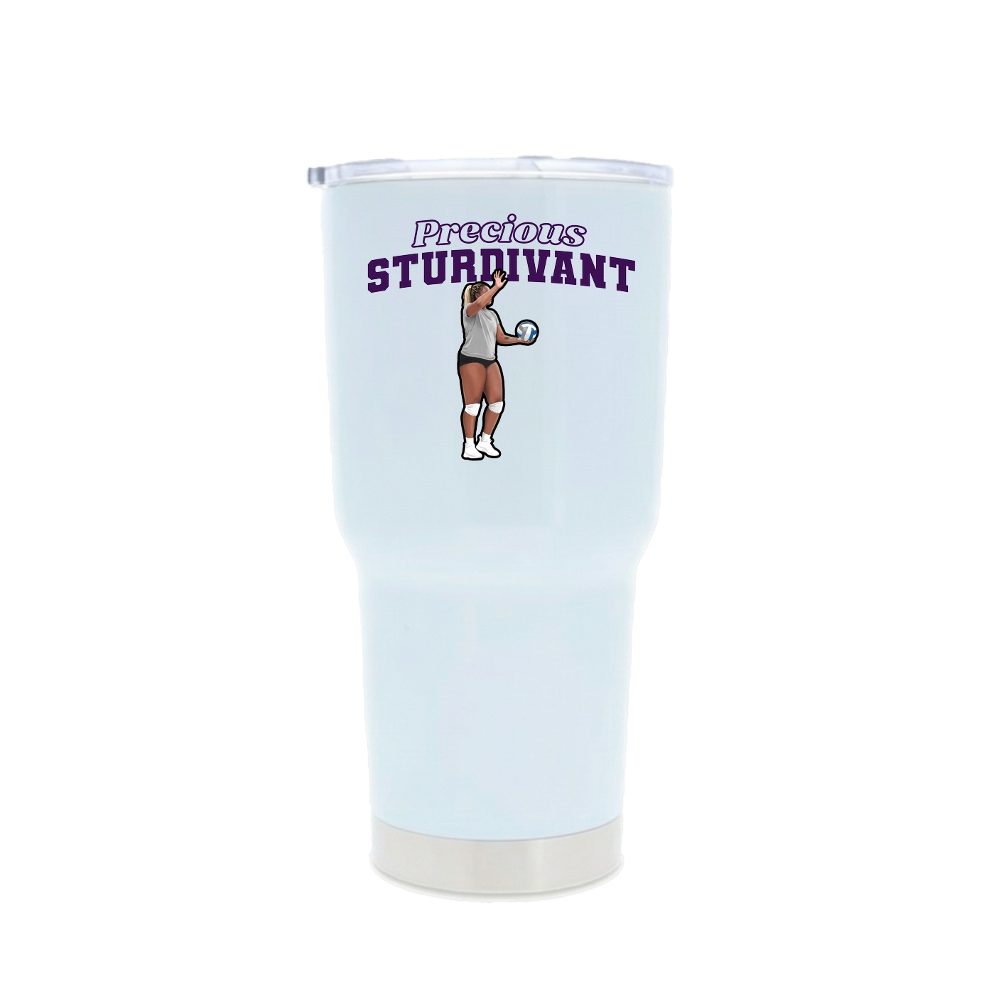 30oz Stainless Steel Tumbler — Name Arch in White