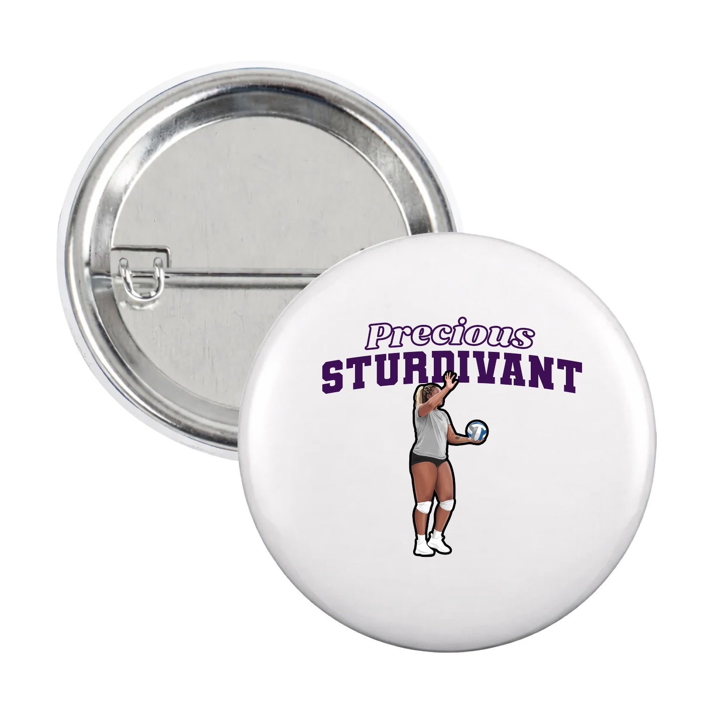 Game Day Button — Name Arch in White