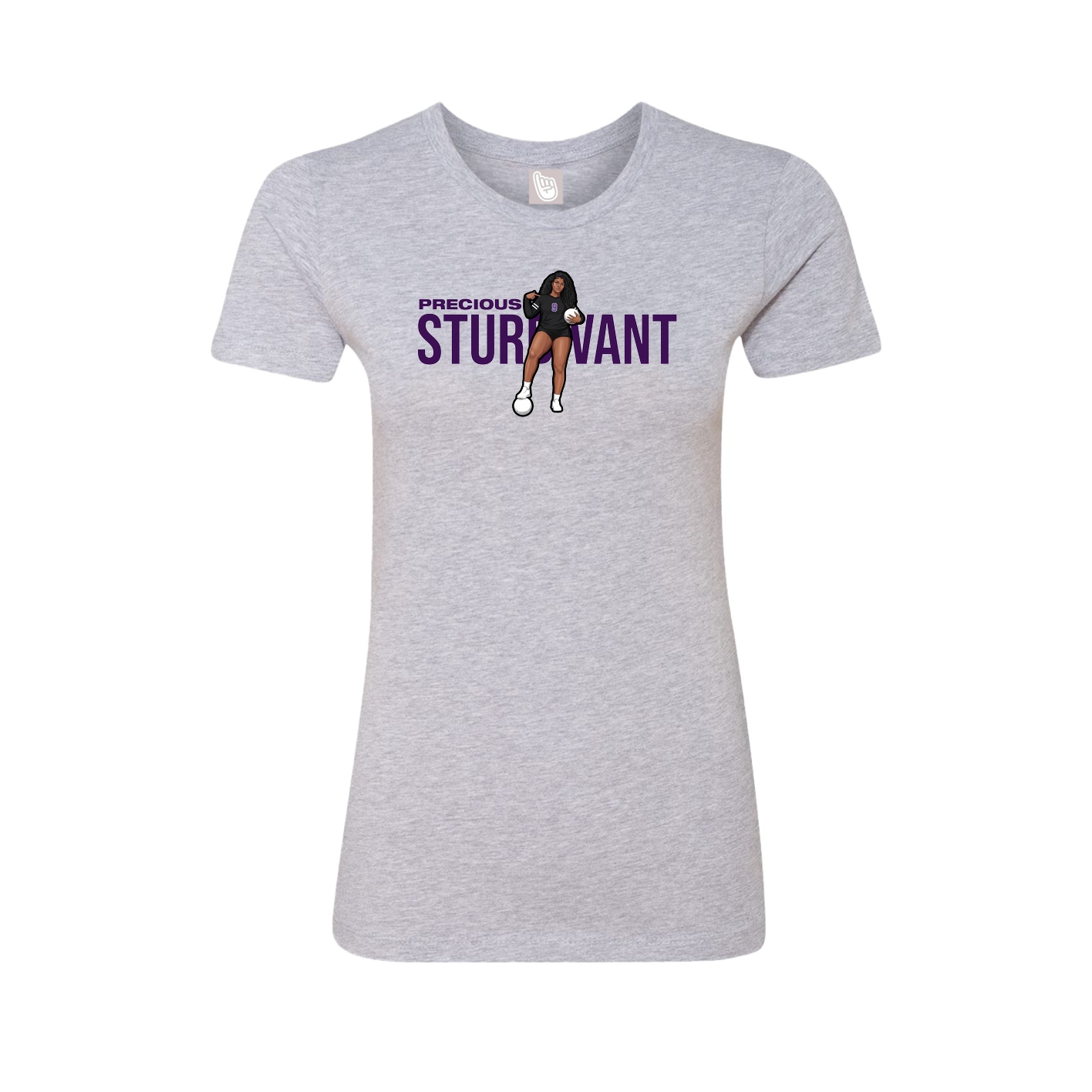 Fitted Women's Tee — Player Name in Grey