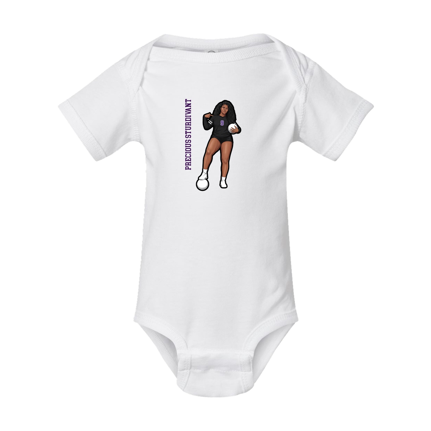 Baby Onesie — Name Vertical in White