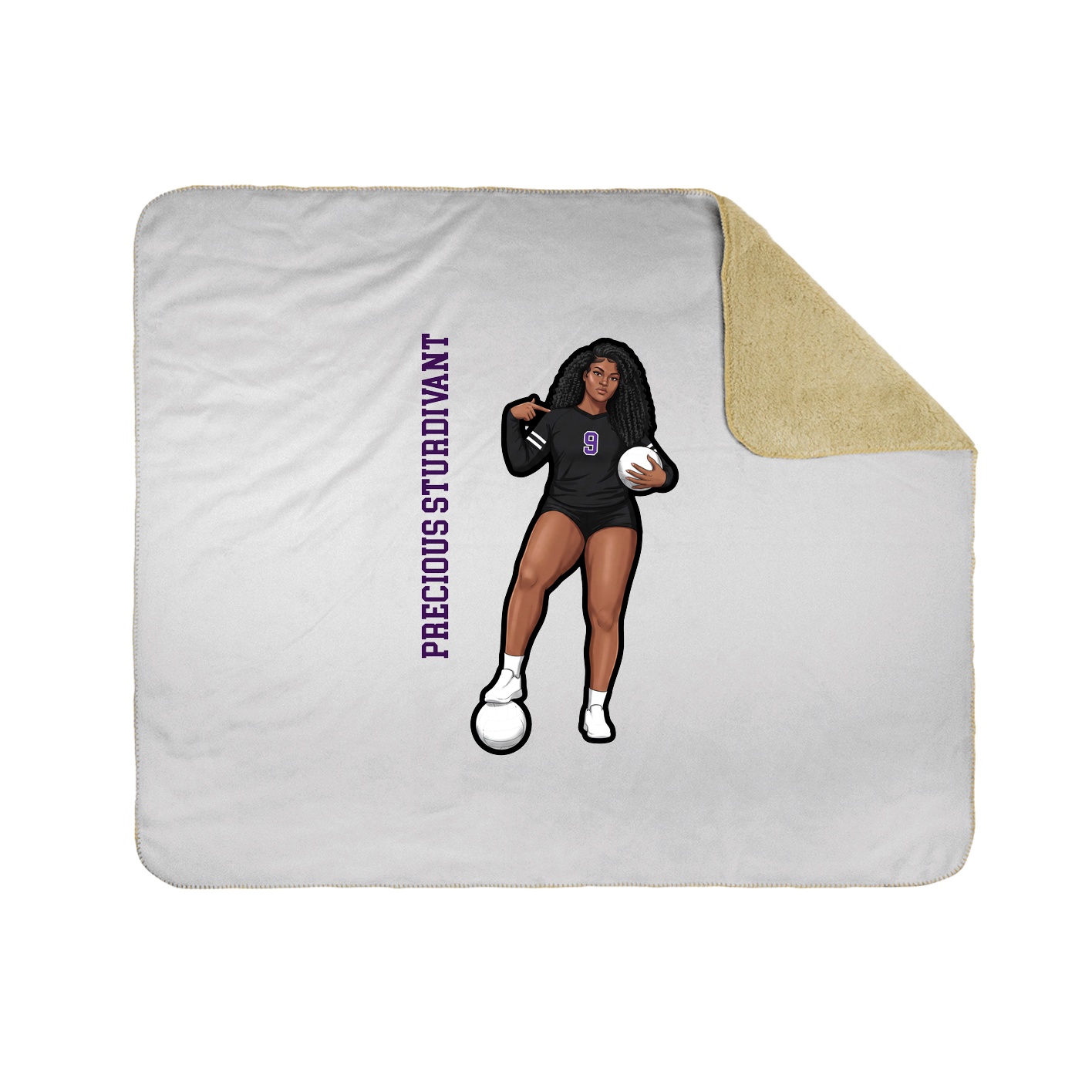 Throw Blanket — Name Vertical in White
