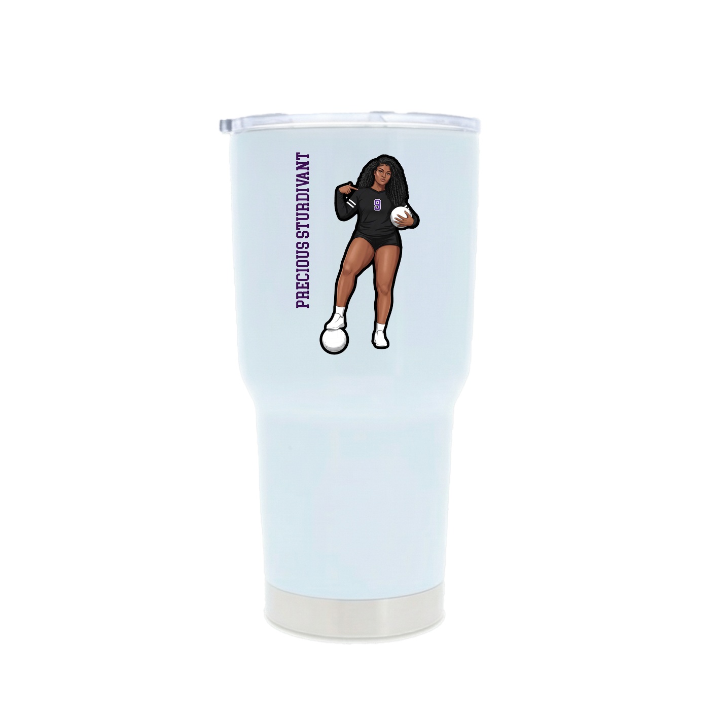 30oz Stainless Steel Tumbler — Name Vertical in White