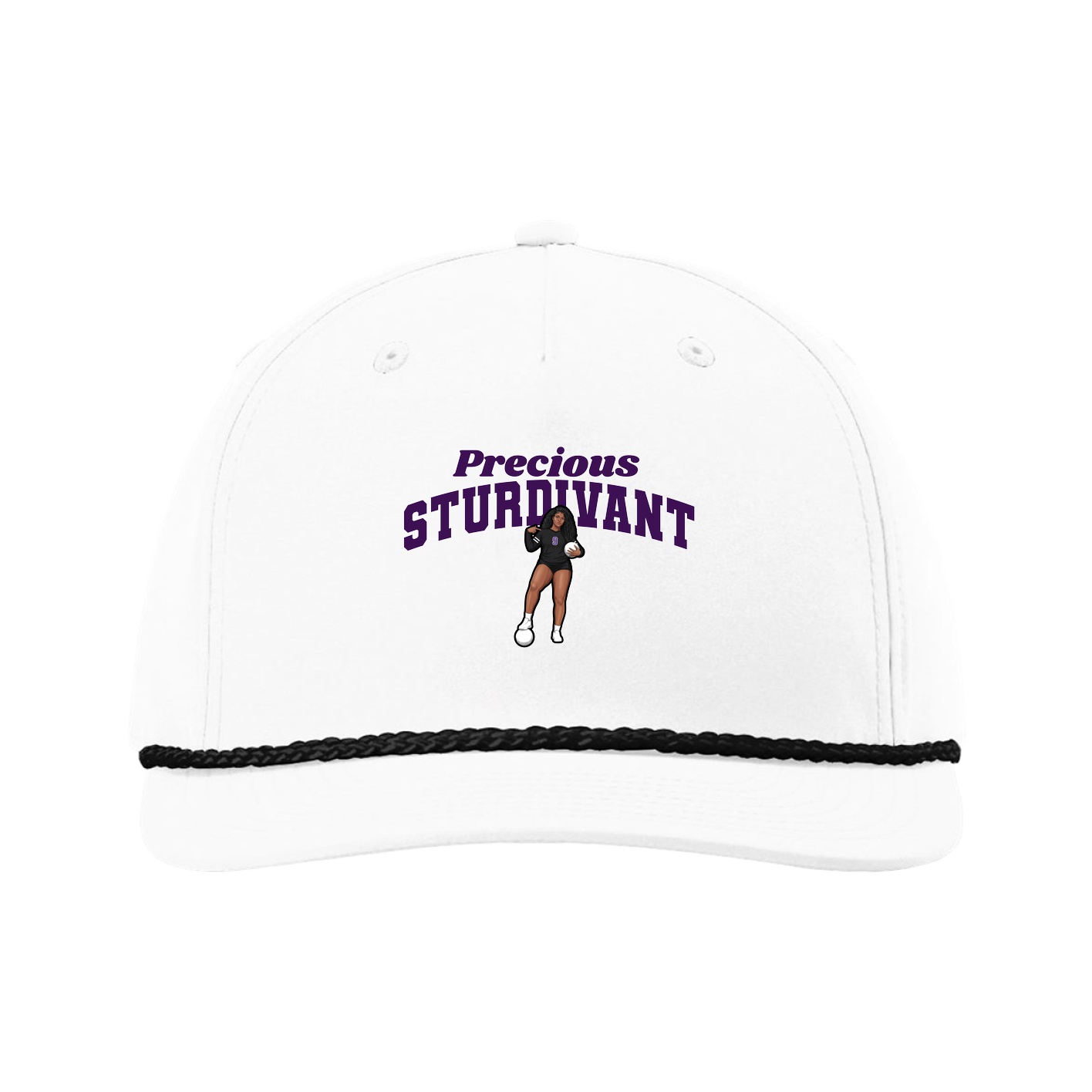 Five-Panel Classic Rope Cap — Signature Arch in White