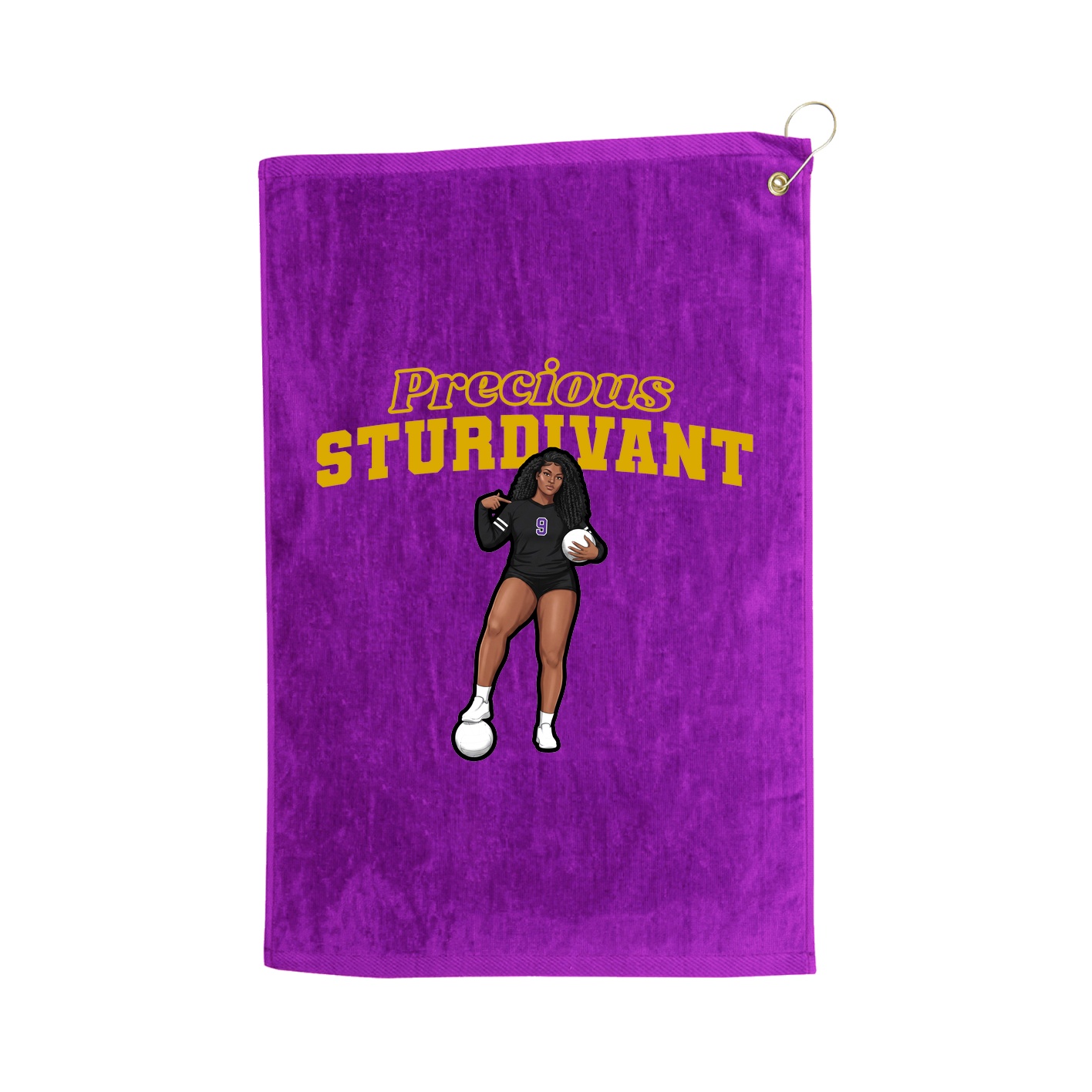 Golf Towel — Name Arch in Purple