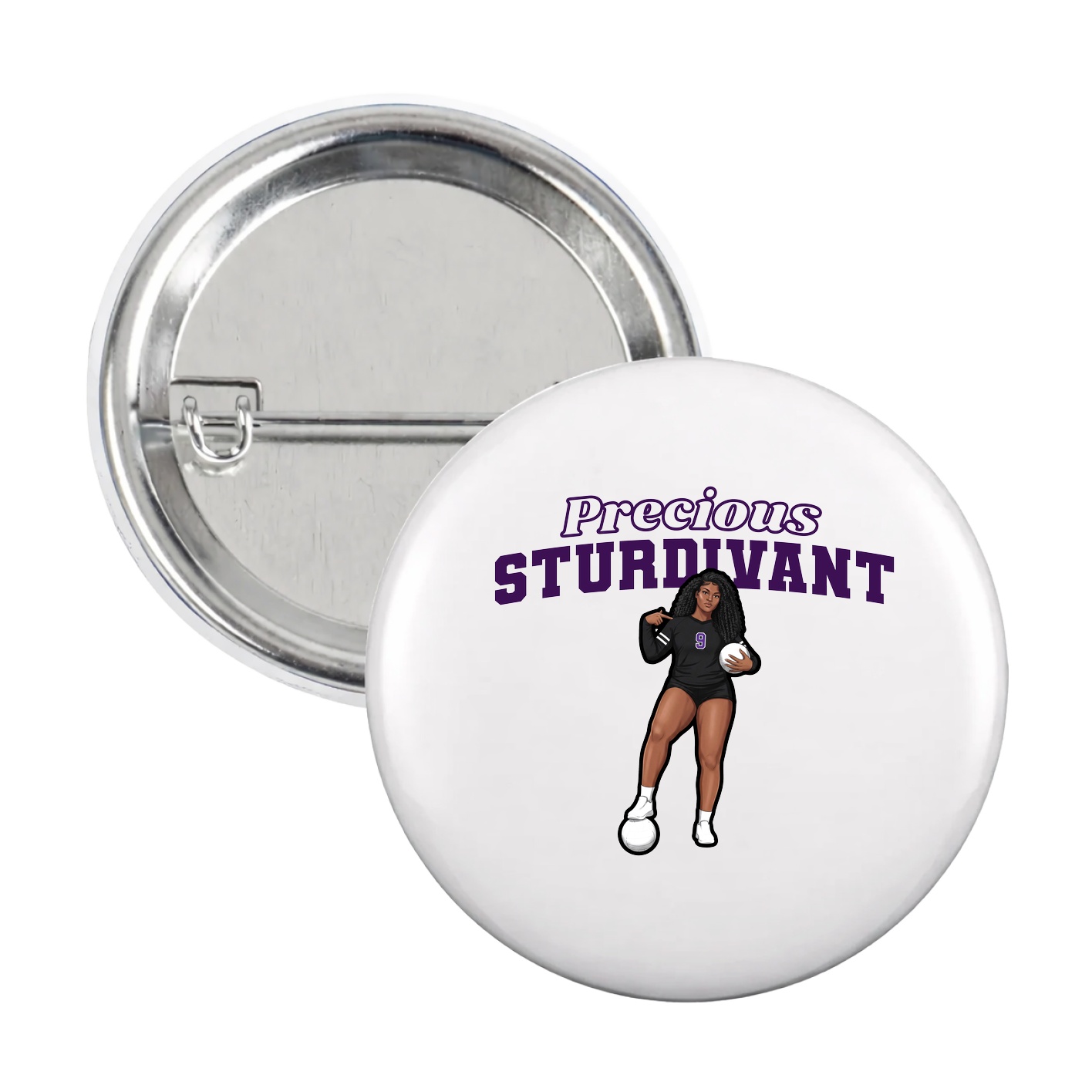 Game Day Button — Name Arch in White