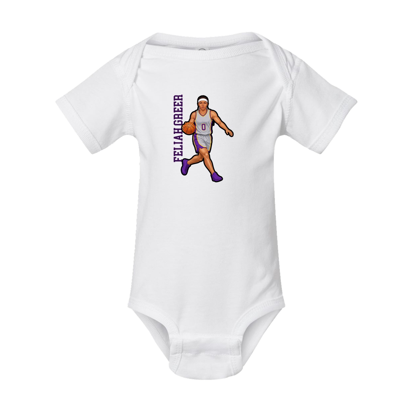 Baby Onesie — Name Vertical in White