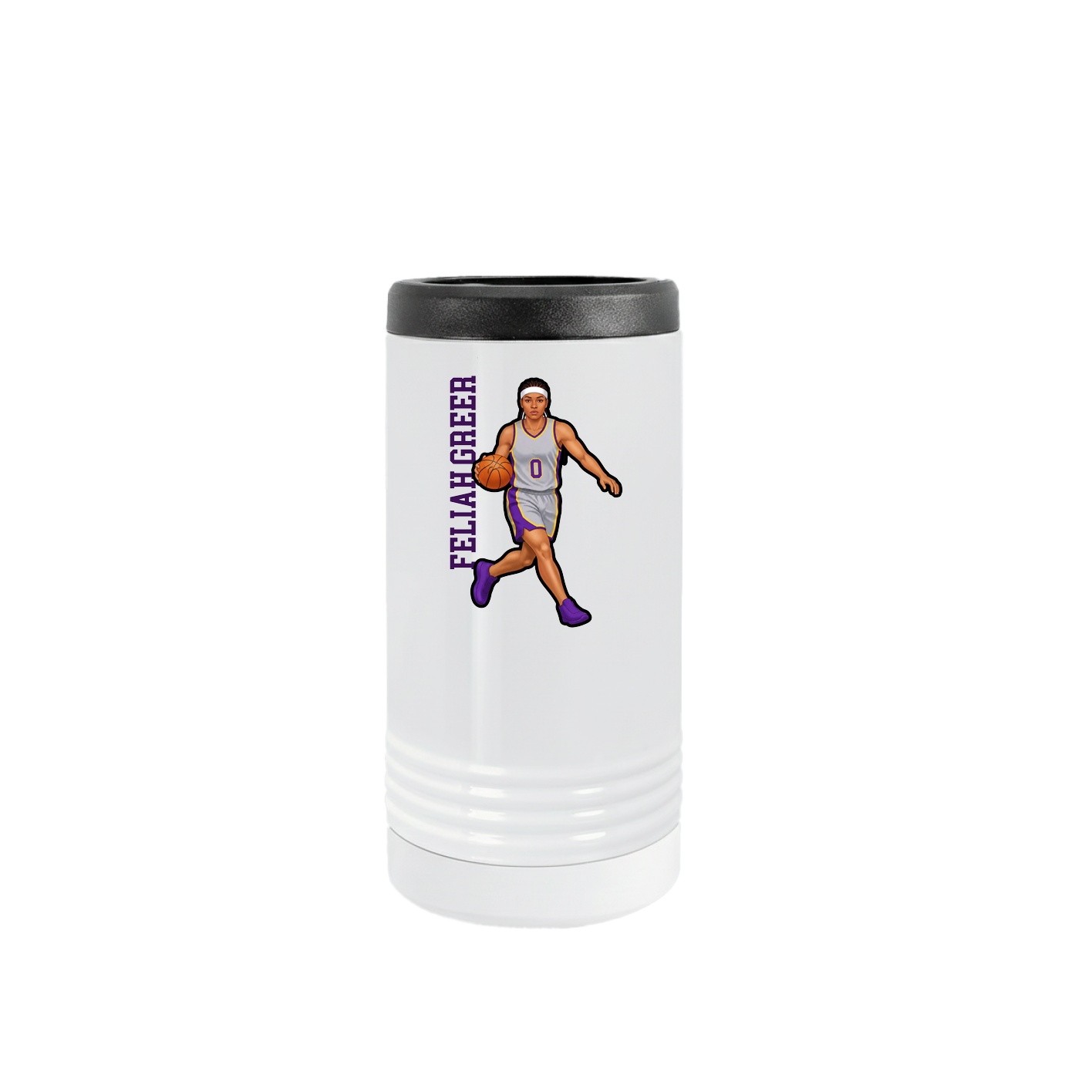 Slim Beverage Holder — Name Vertical in White