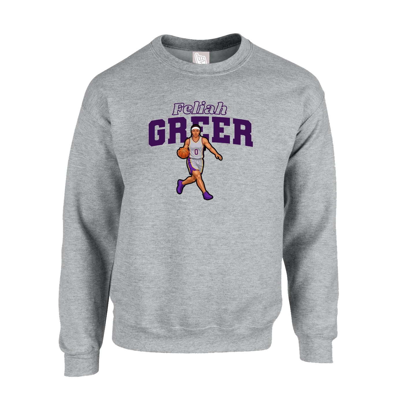 Fleece Crew — Name Arch in Grey