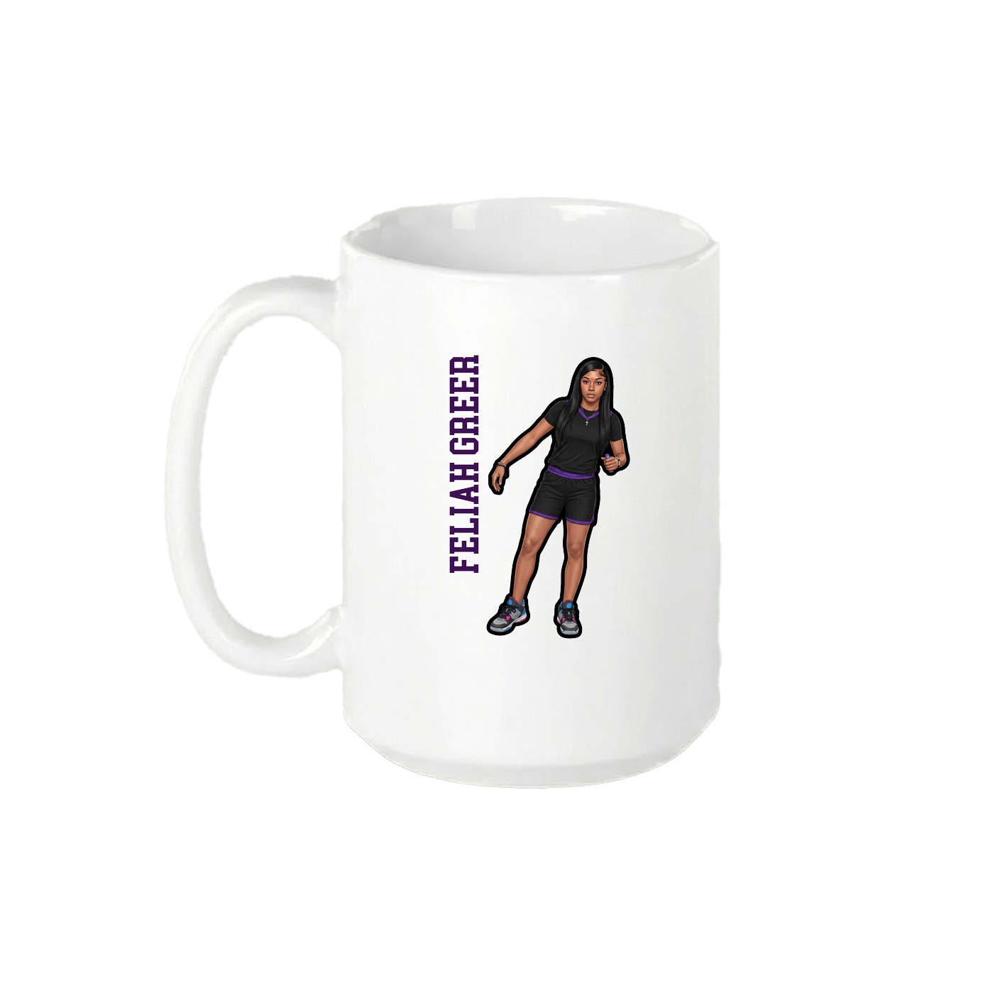 15oz Coffee Mug — Name Vertical in White
