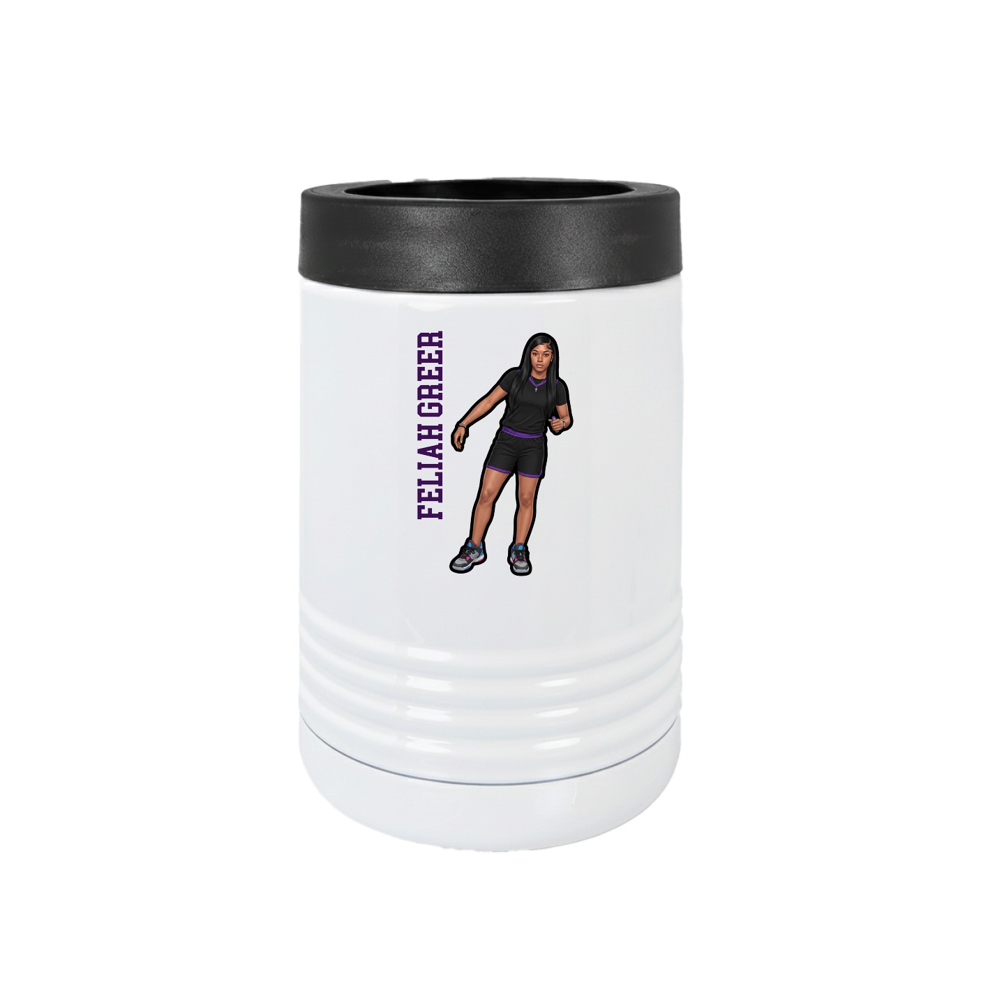 Beverage Holder — Name Vertical in White