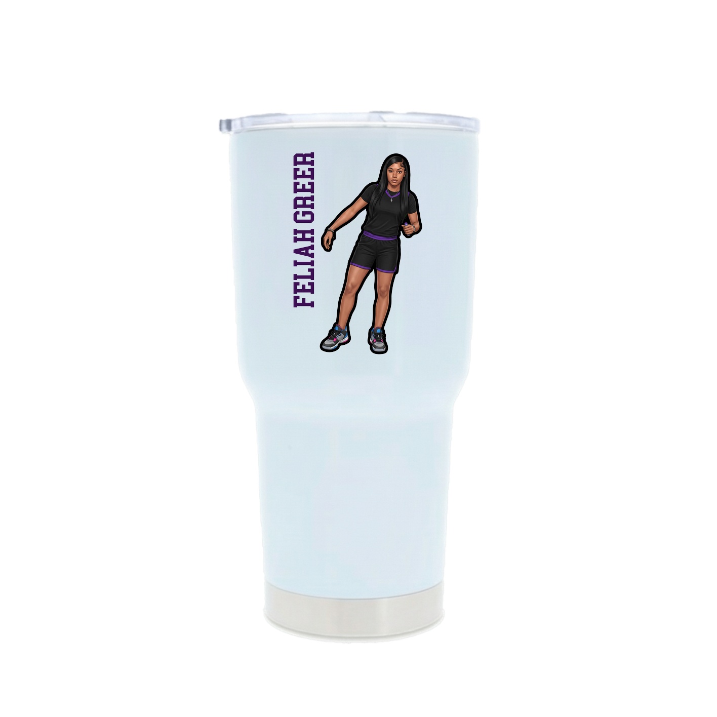 30oz Stainless Steel Tumbler — Name Vertical in White