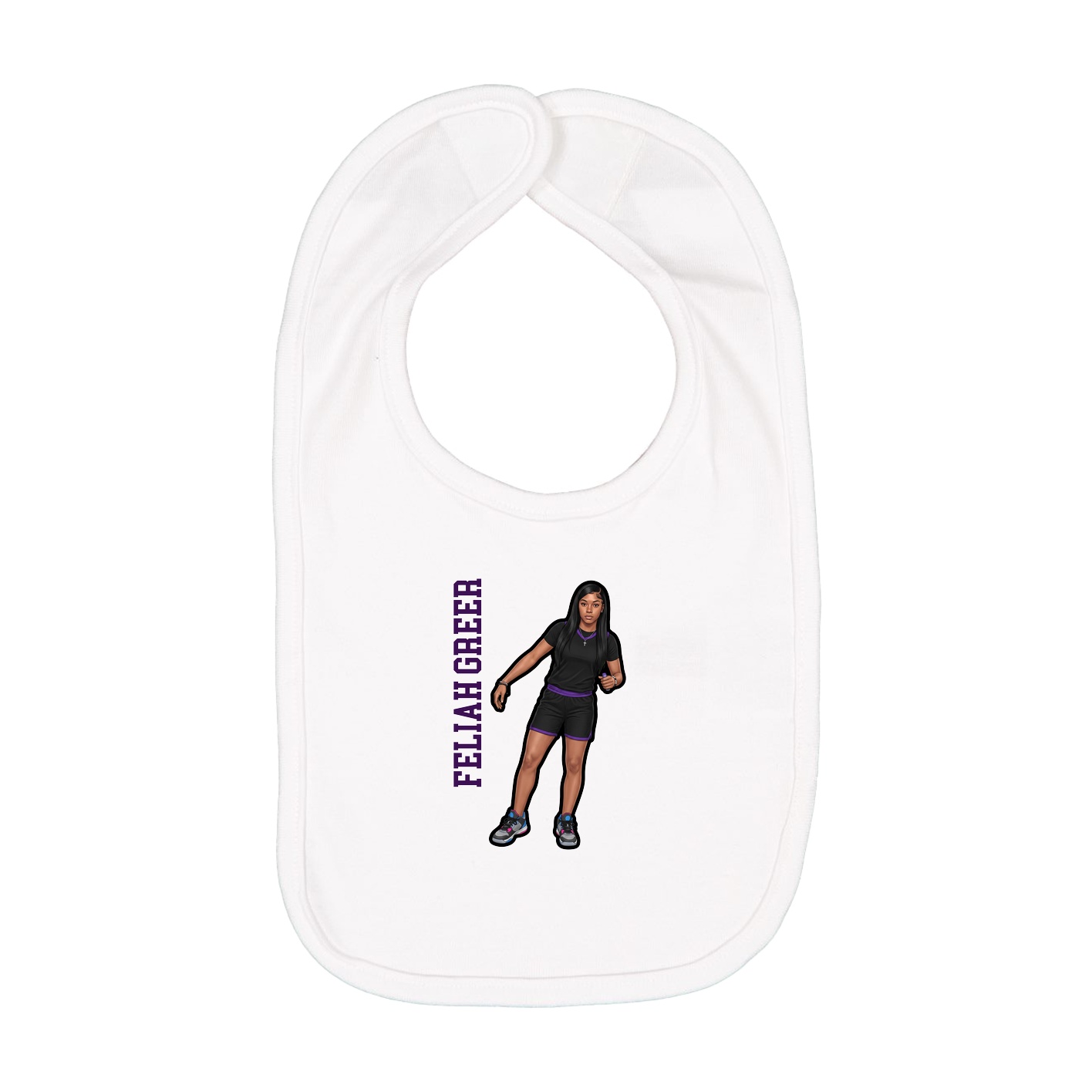 Infant Bib — Name Vertical in White
