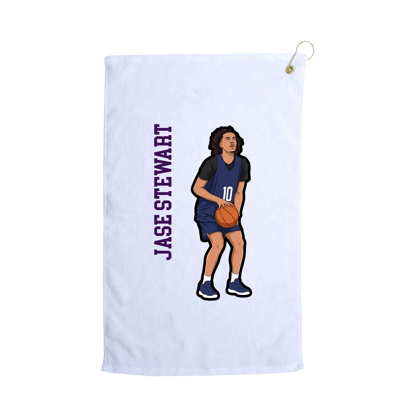 Golf Towel — Name Vertical in White