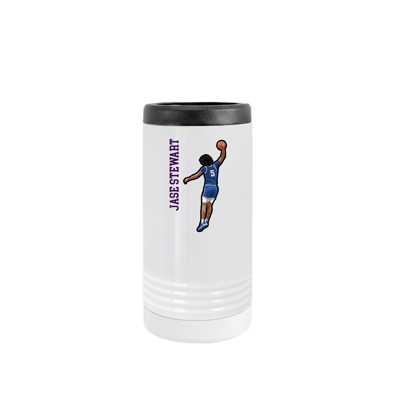 Slim Beverage Holder — Name Vertical in White
