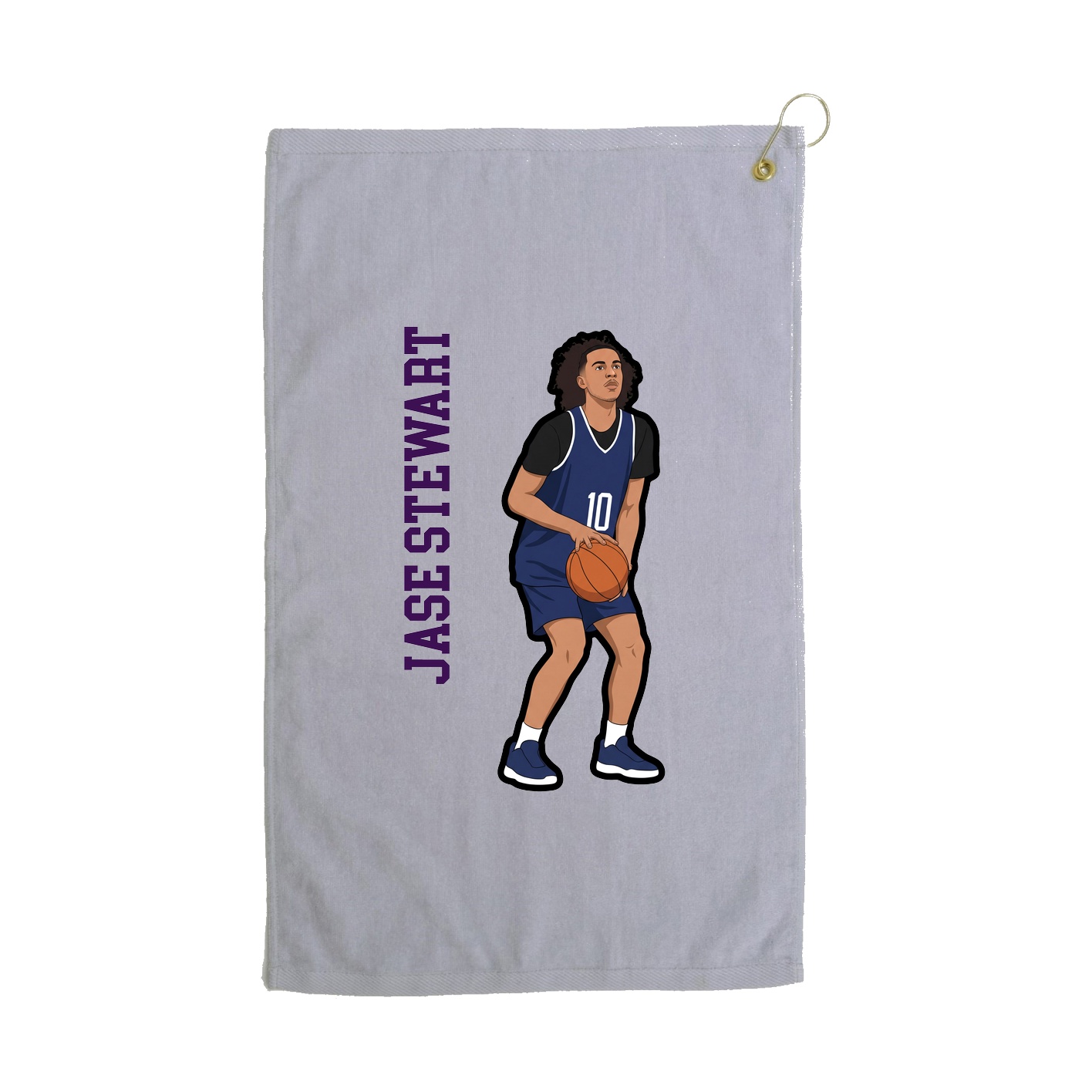 Golf Towel — Name Vertical in Grey