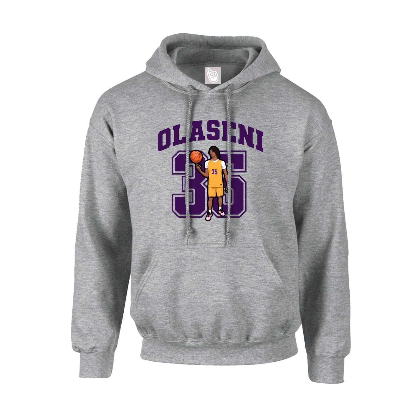 Youth Hoodie — Number in Grey