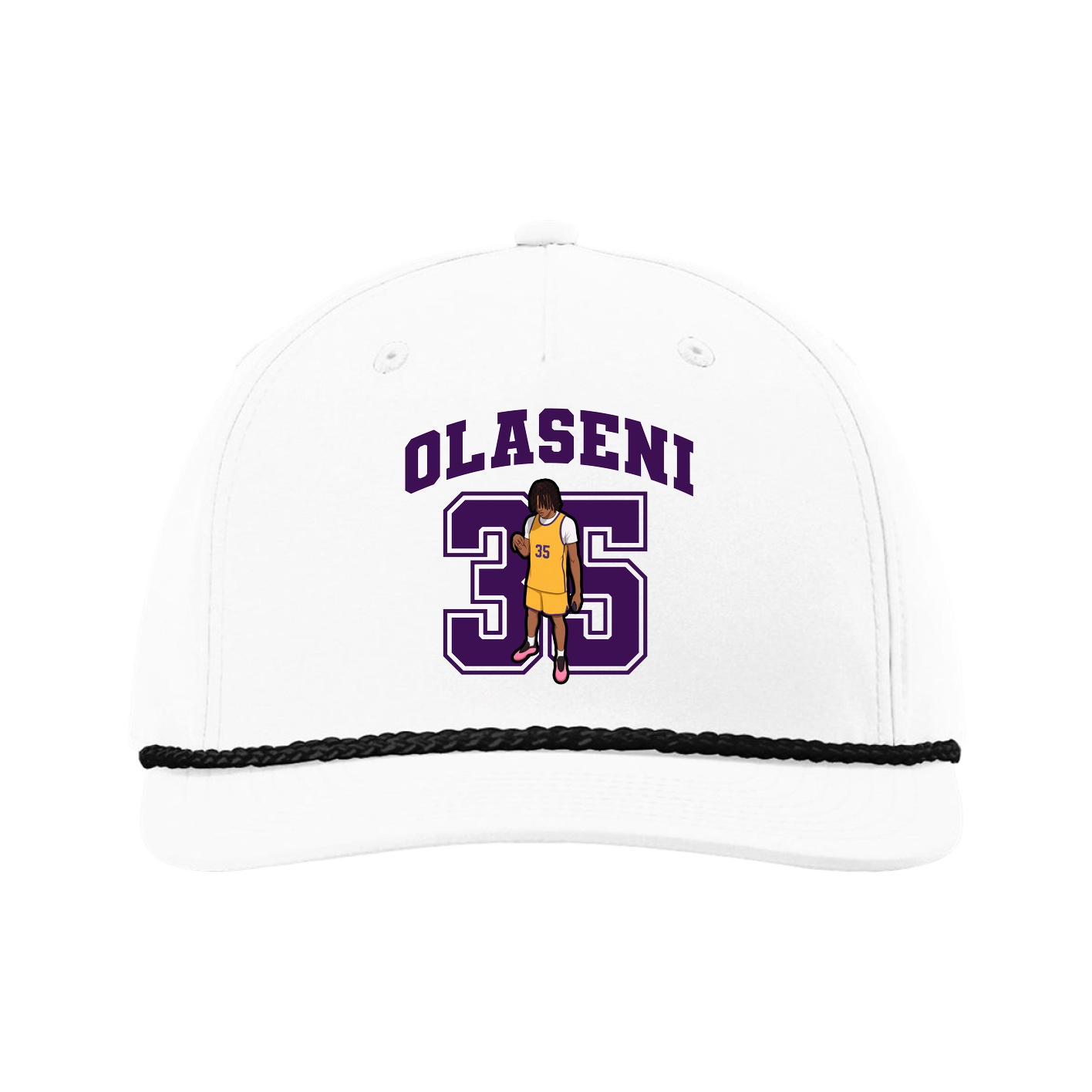 Five-Panel Classic Rope Cap — Number in White