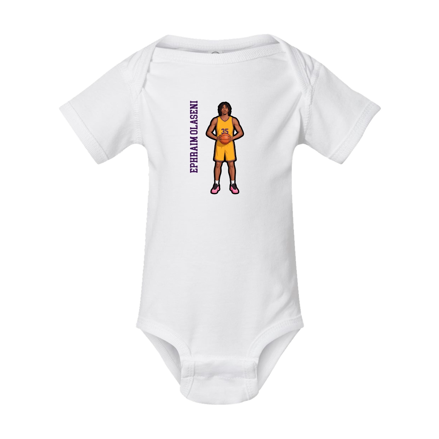 Baby Onesie — Name Vertical in White