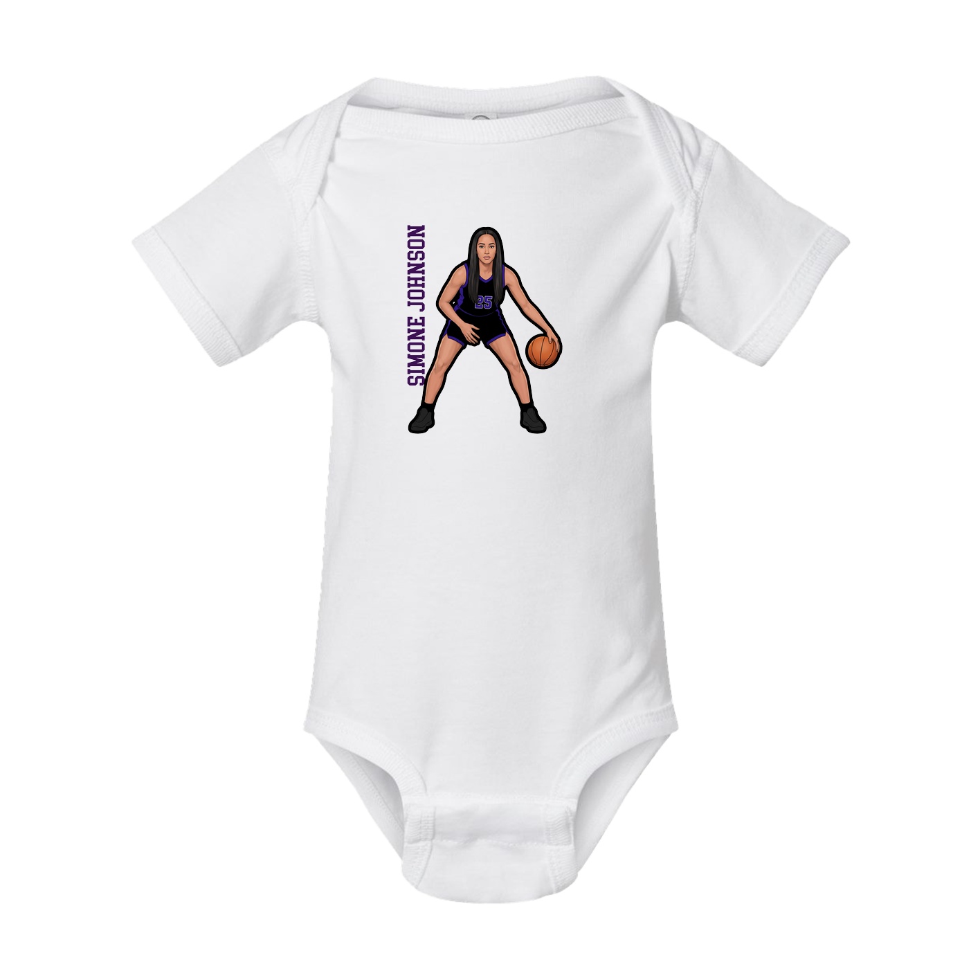 Baby Onesie — Name Vertical in White