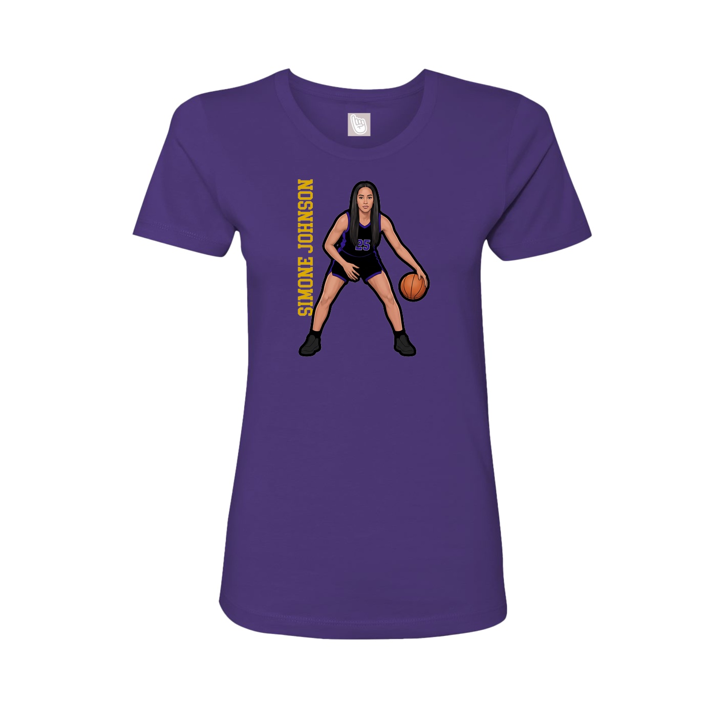 Fitted Women's Tee — Name Vertical in Purple