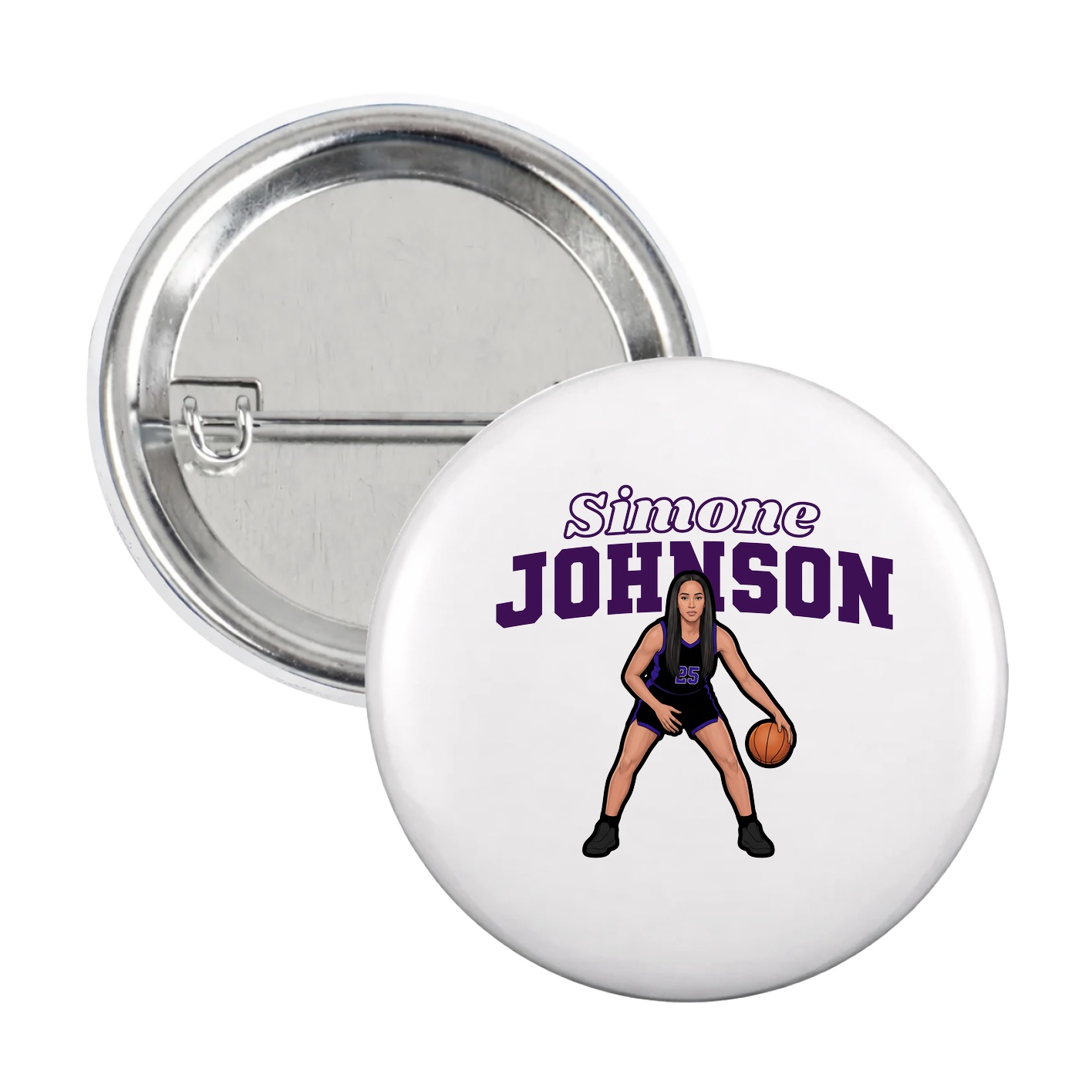 Game Day Button — Name Arch in White