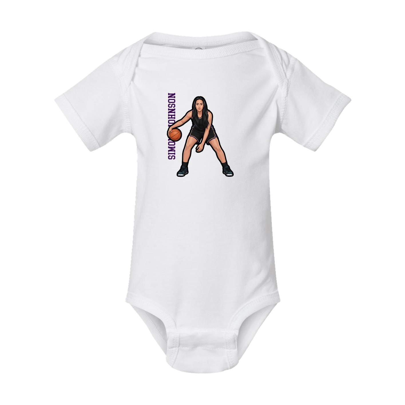 Baby Onesie — Name Vertical in White